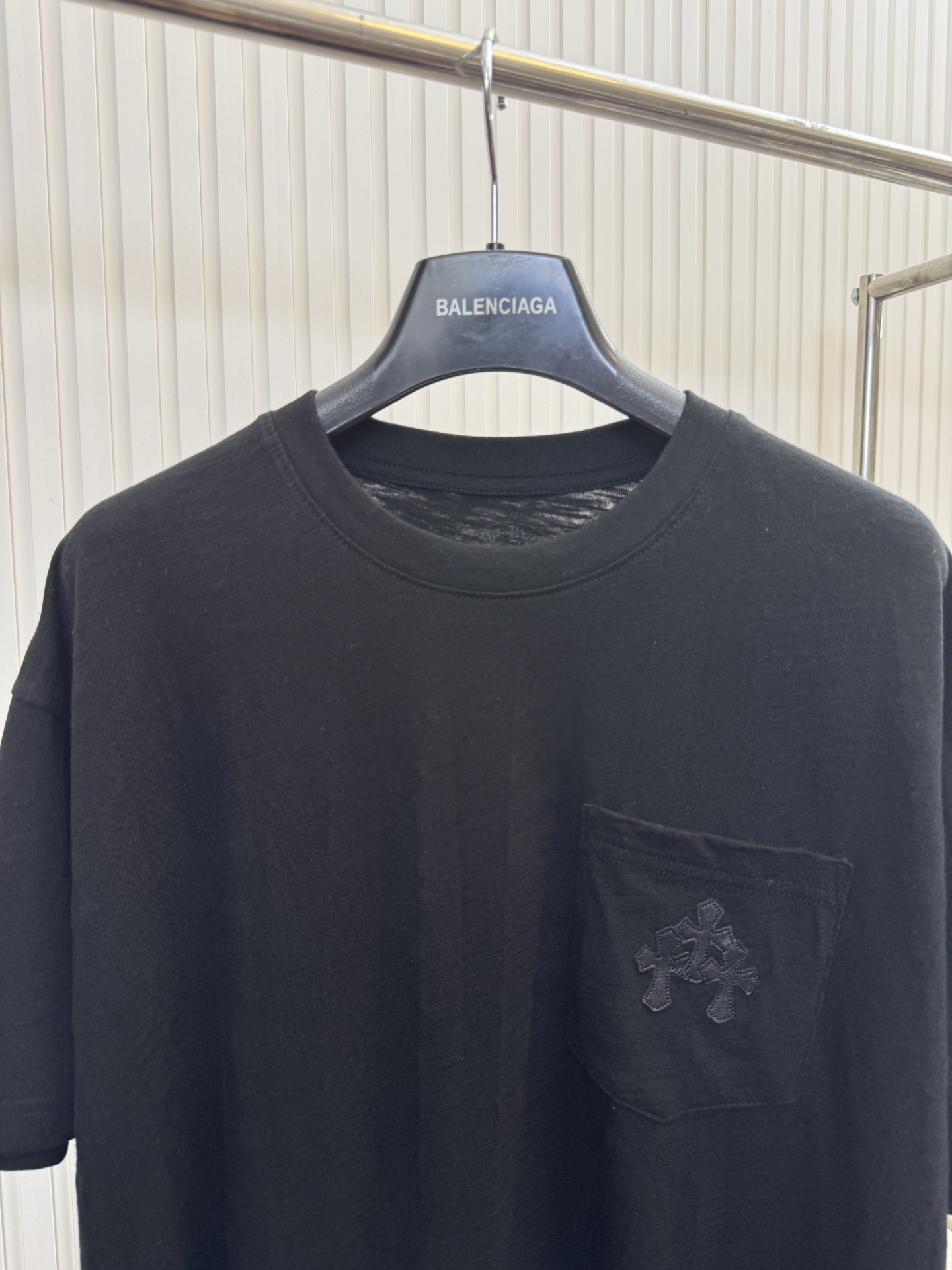 Chrome Hearts CH 克罗心 花纱竹节棉口袋拼皮短袖T恤