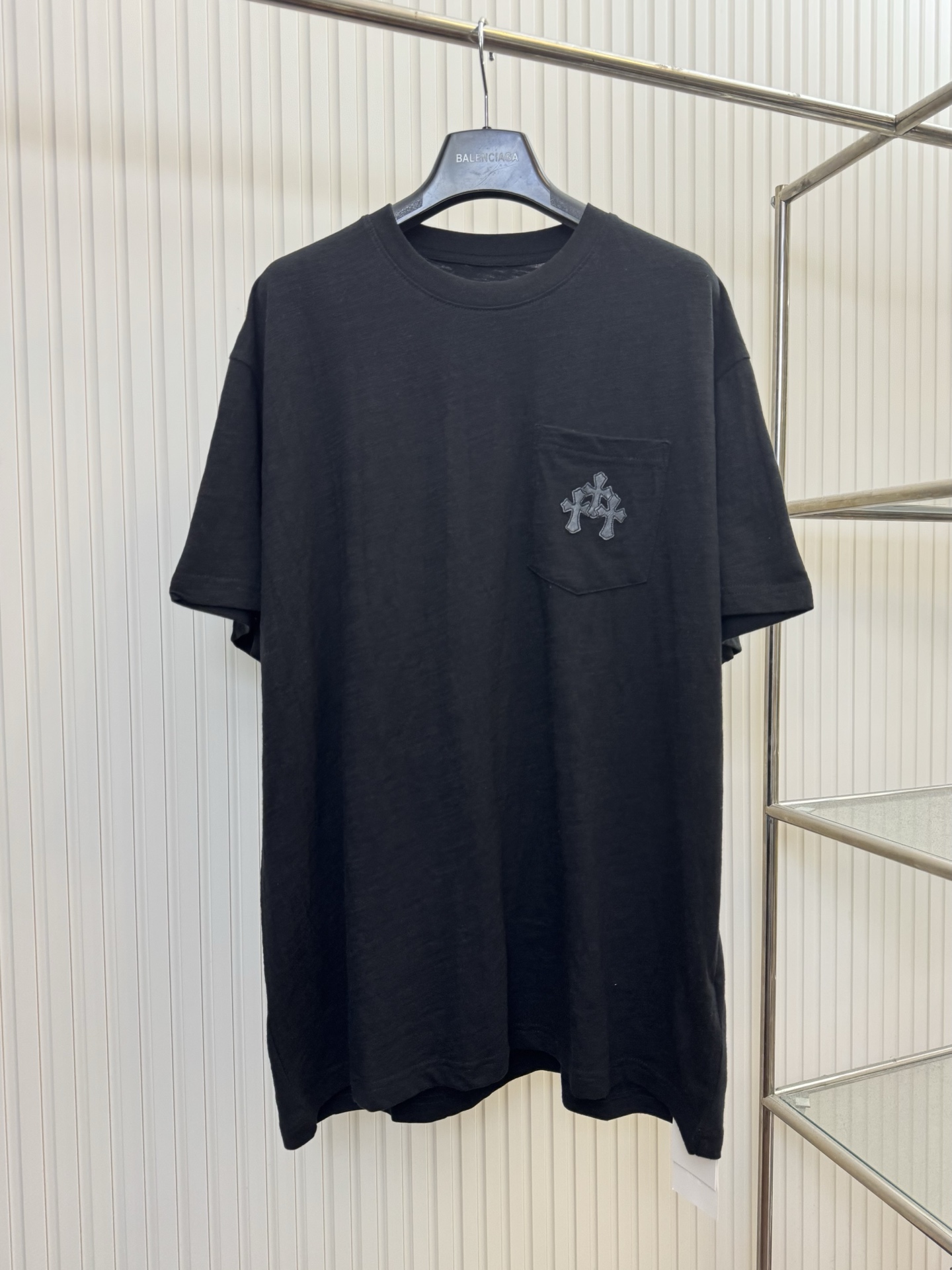 Chrome Hearts CH 克罗心 花纱竹节棉口袋拼皮短袖T恤