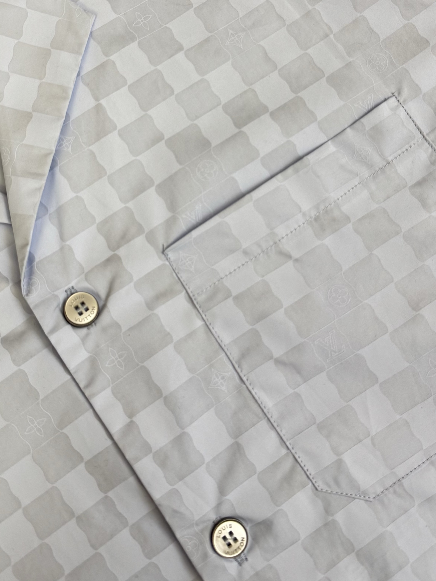 Louis Vuitton 1v 路易 26ss棋盘格蓝色小格子衬衫短袖