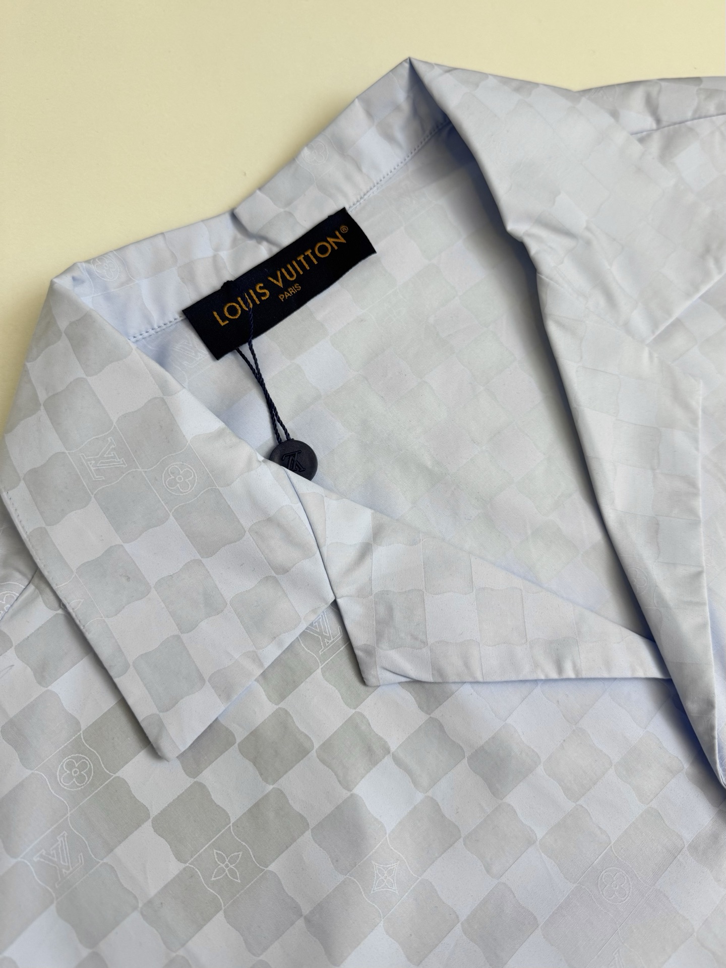 Louis Vuitton 1v 路易 26ss棋盘格蓝色小格子衬衫短袖