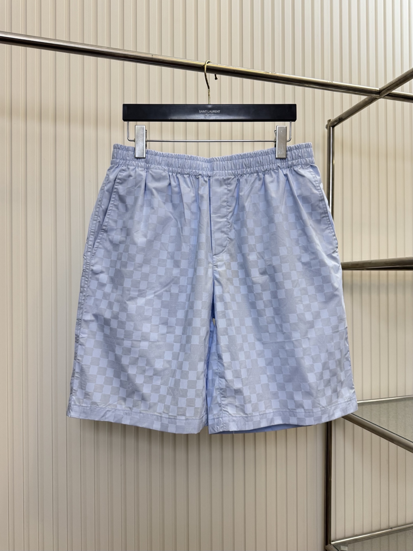 Louis Vuitton 1v 路易 26ss棋盘格蓝色小格子短裤