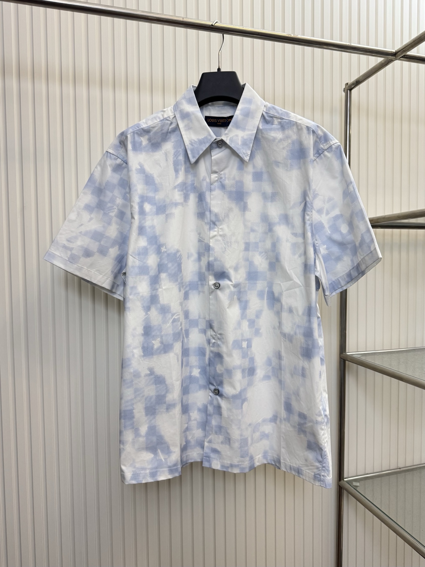 Louis Vuitton 1v 路易 SS26云朵系列像素棋盘格印花衬衫短袖