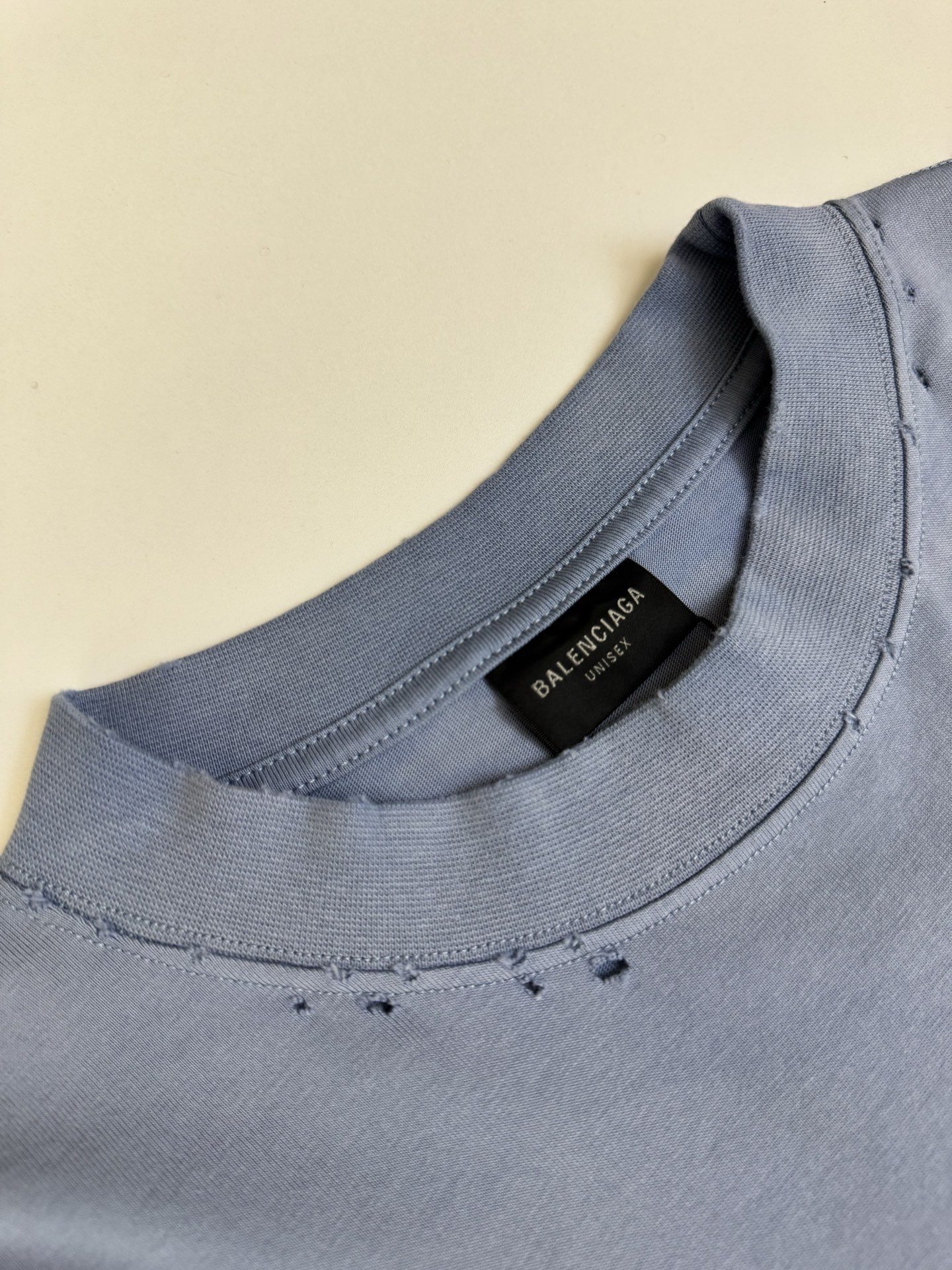 Balenciaga Bal 巴黎美纹纸雾霾蓝黄胶带短袖T恤