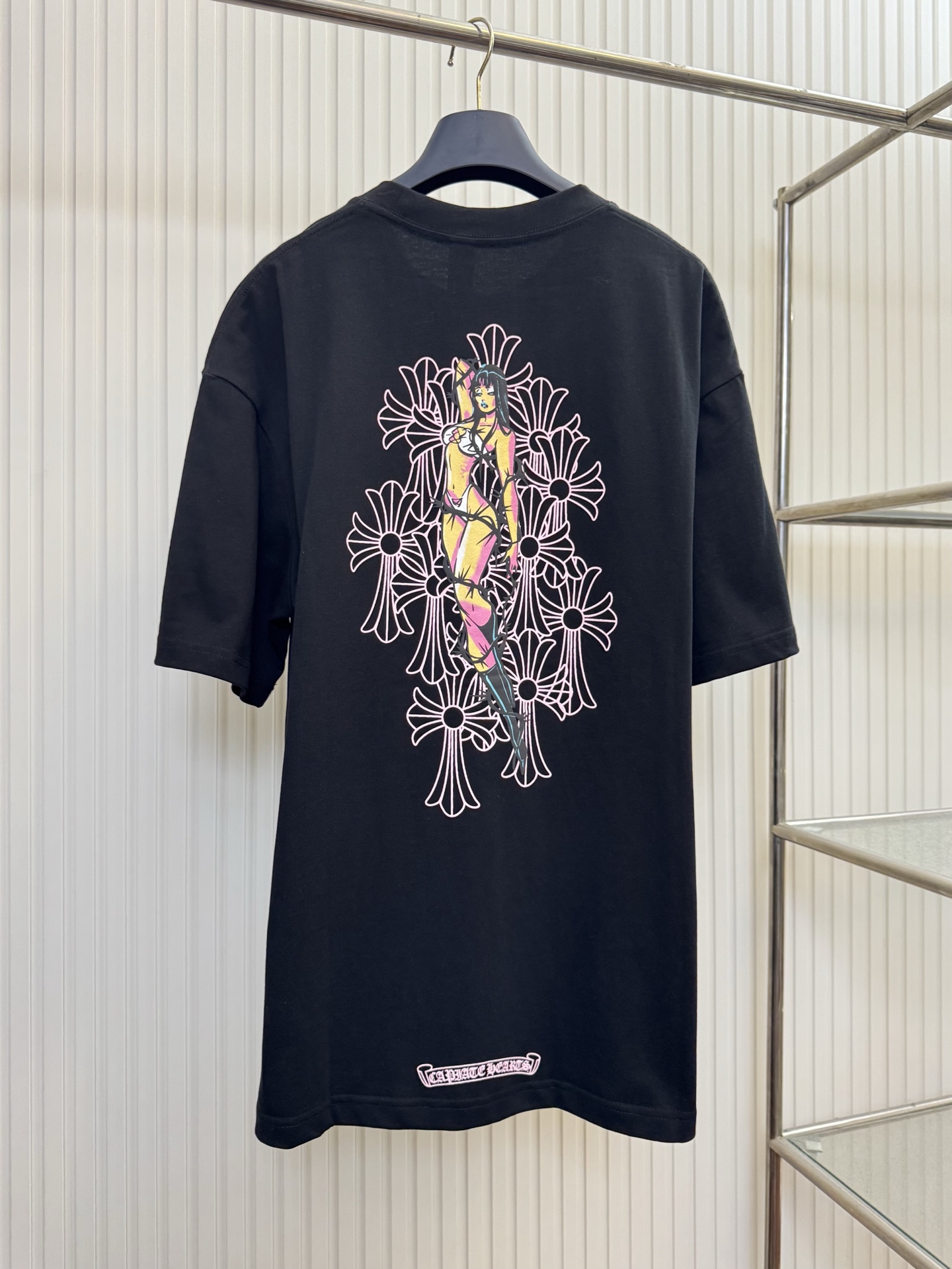 Chrome Hearts CH 克罗心粉女郎十字架字母印花短袖T恤