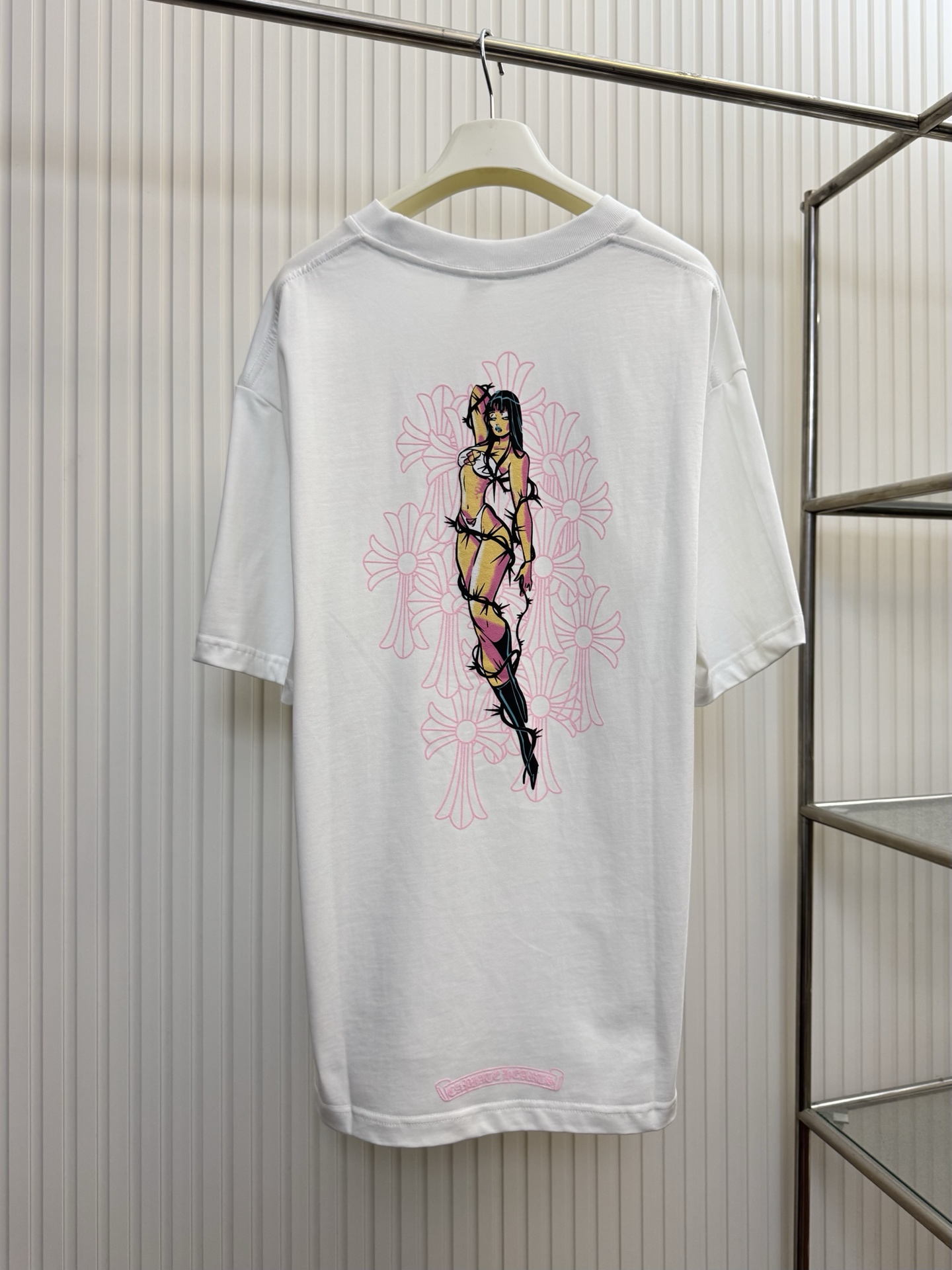 Chrome Hearts CH 克罗心粉女郎十字架字母印花短袖T恤