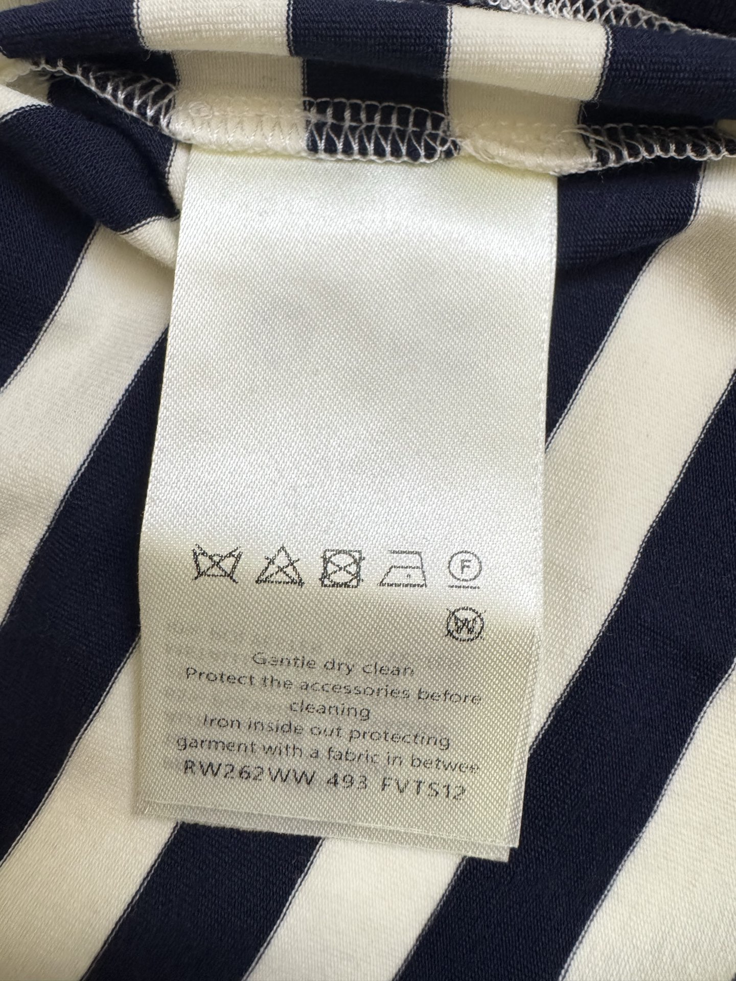 Louis Vuitton 1v 字母刺绣纽扣蓝白条纹短袖T恤女装
