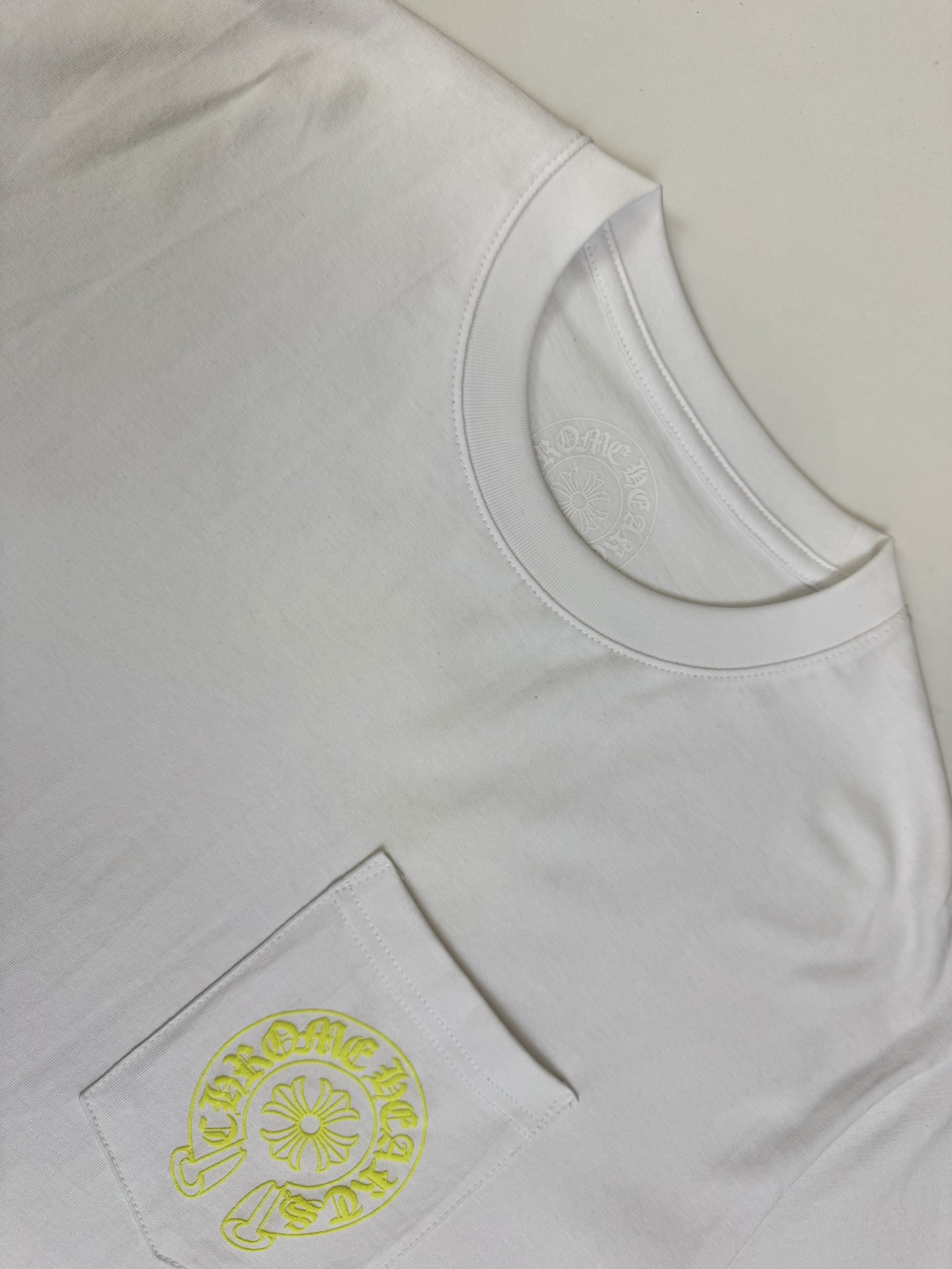 Chrome Hearts CH 克罗心 荧光黄马蹄印花短袖T恤