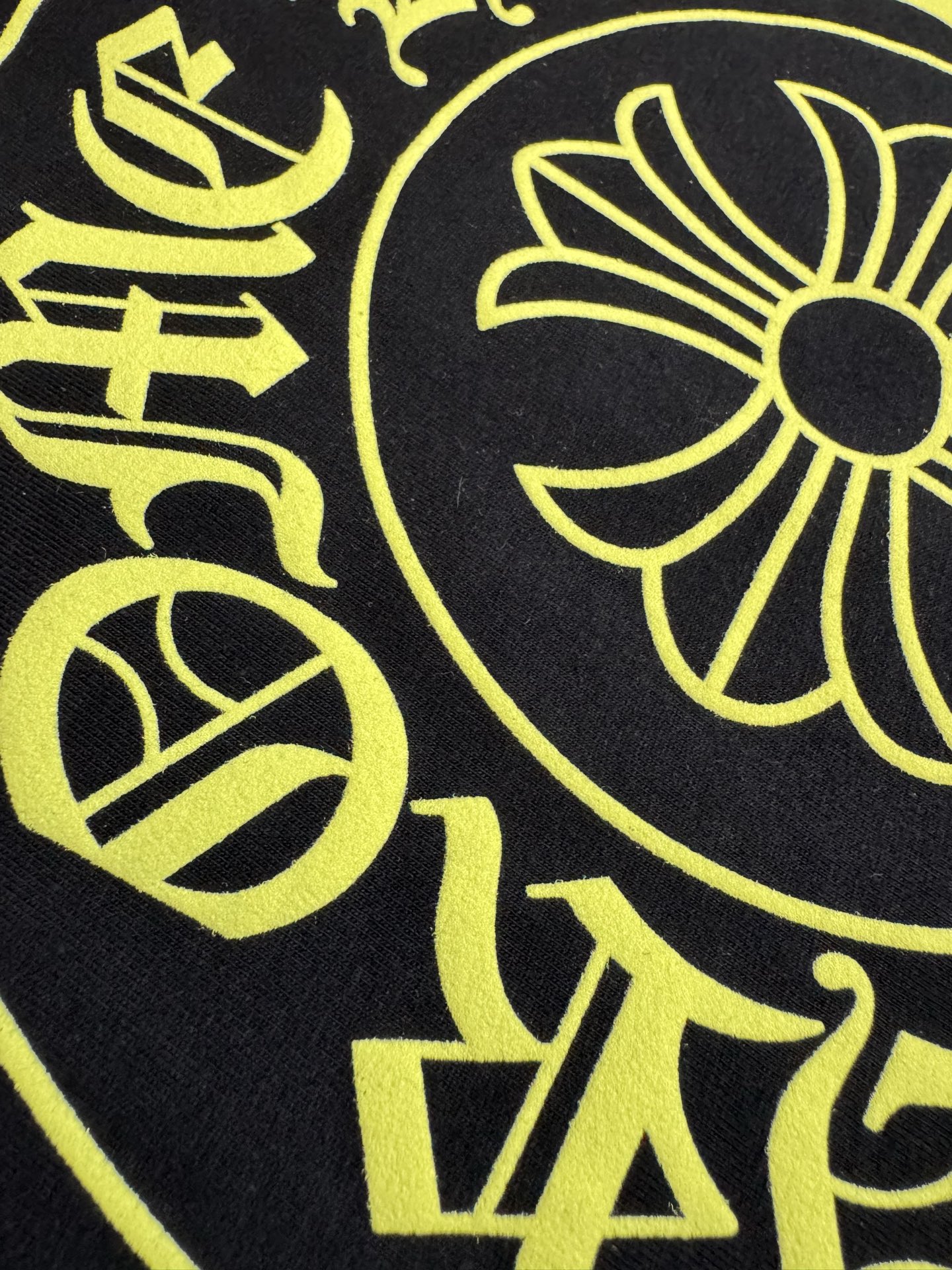 Chrome Hearts CH 克罗心 荧光黄马蹄印花短袖T恤