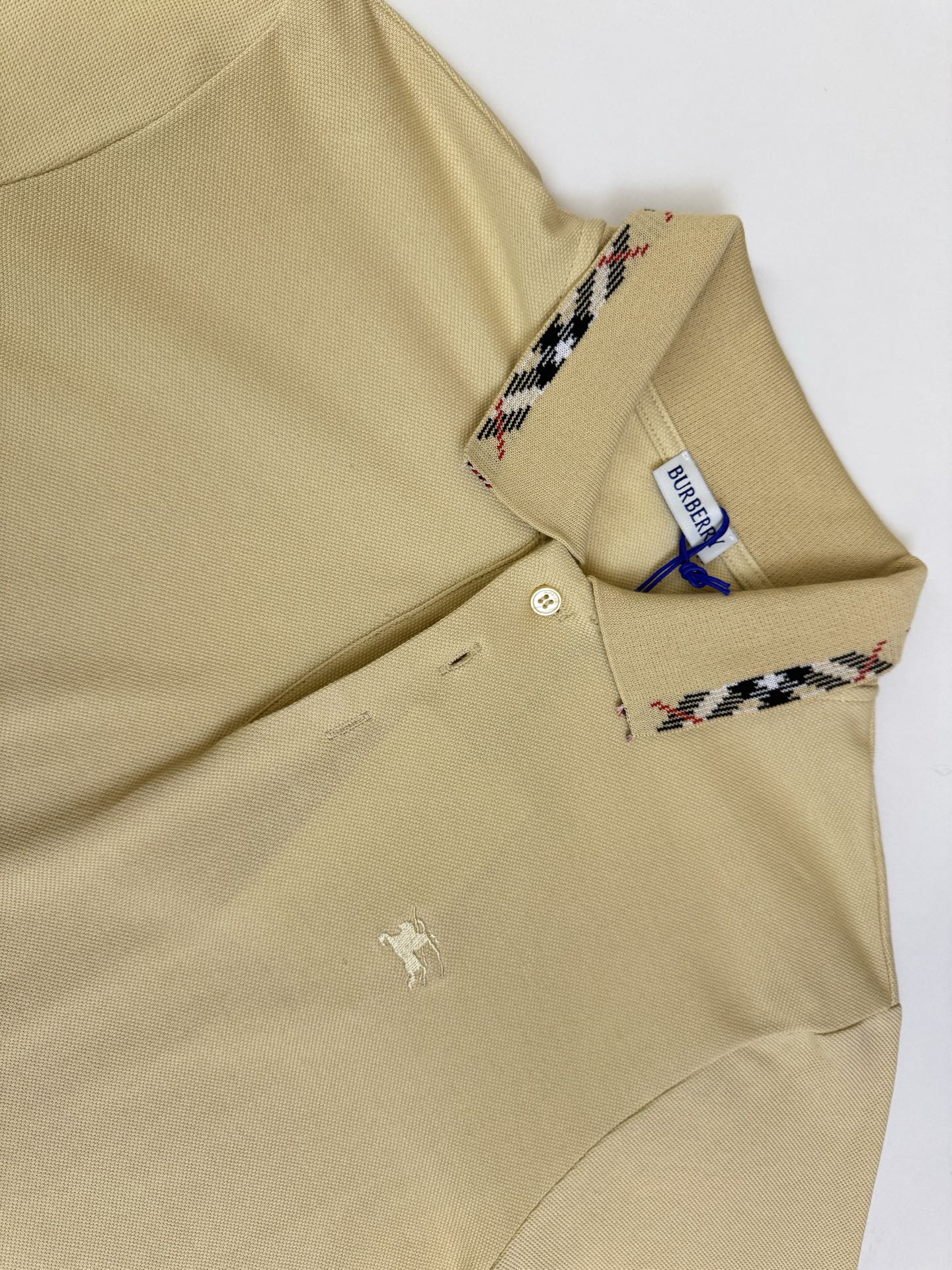 Burberry Bbr 巴宝莉小标刺绣格纹翻领polo衫短袖