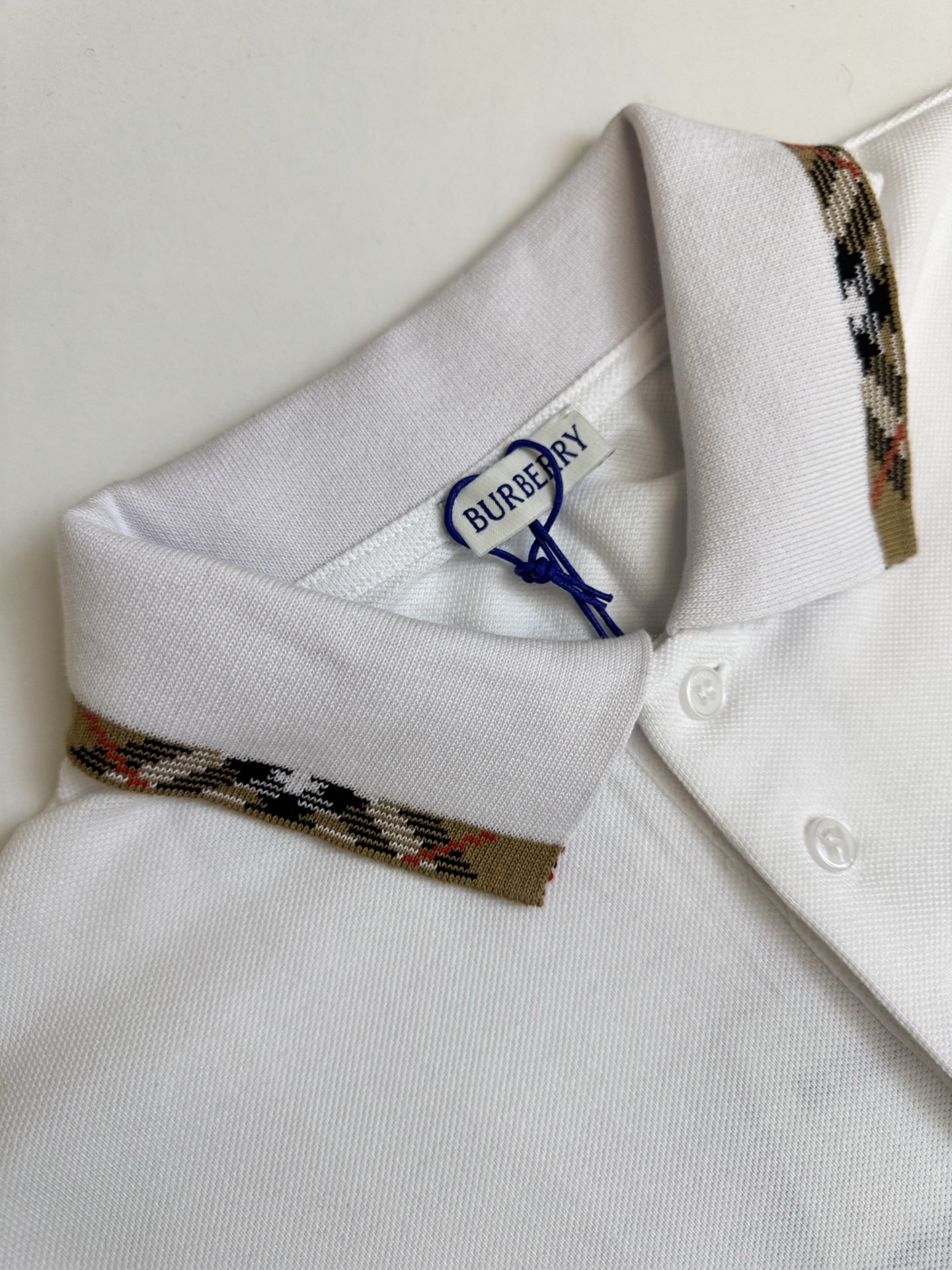 Burberry Bbr 巴宝莉小标刺绣格纹翻领polo衫短袖