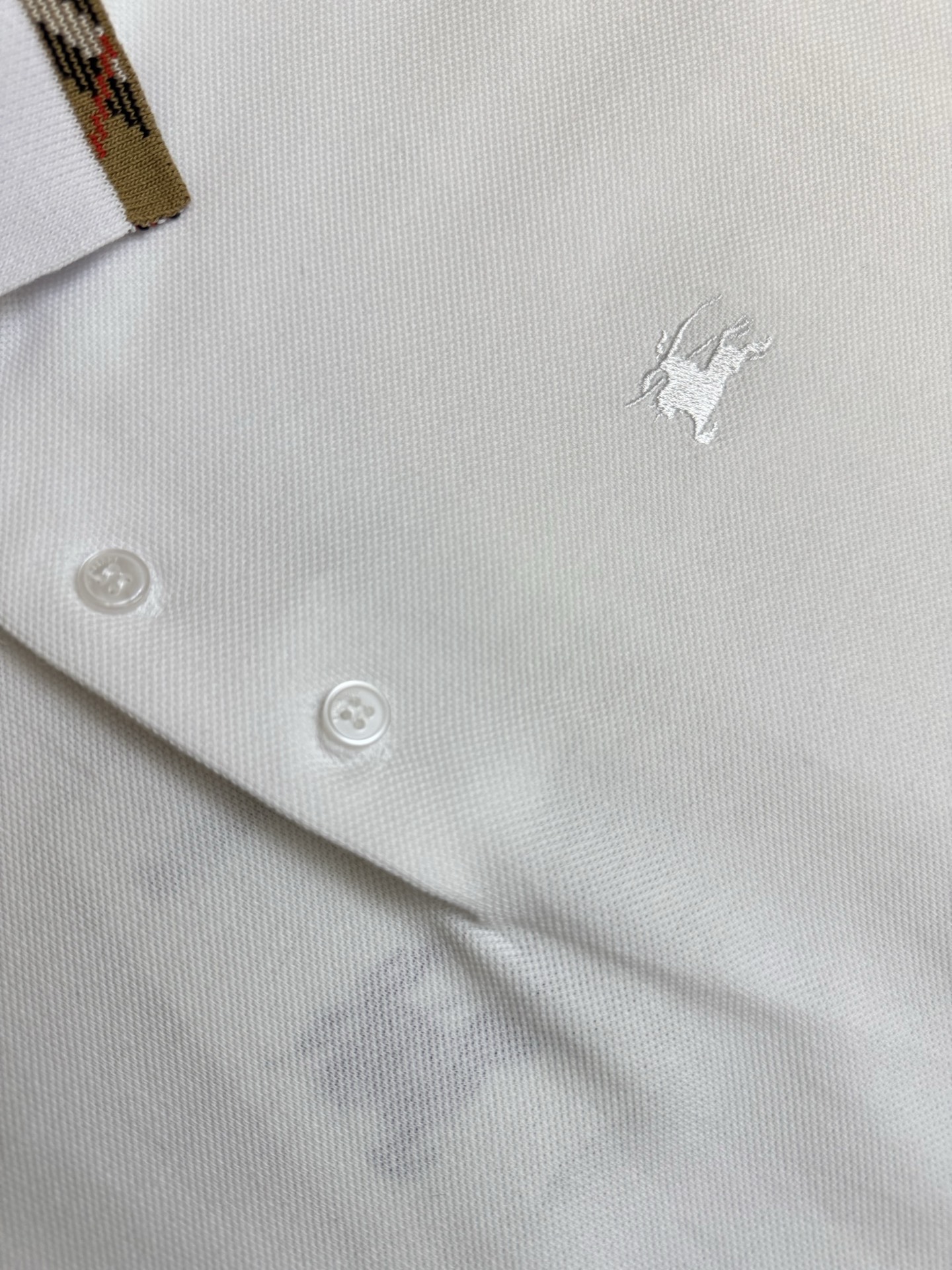 Burberry Bbr 巴宝莉小标刺绣格纹翻领polo衫短袖