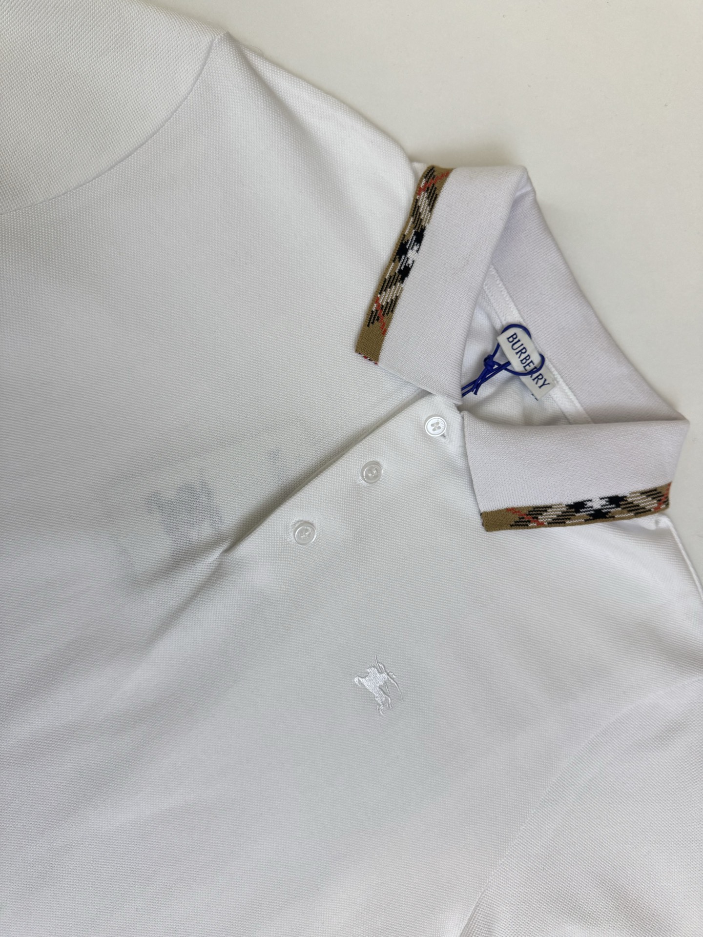 Burberry Bbr 巴宝莉小标刺绣格纹翻领polo衫短袖