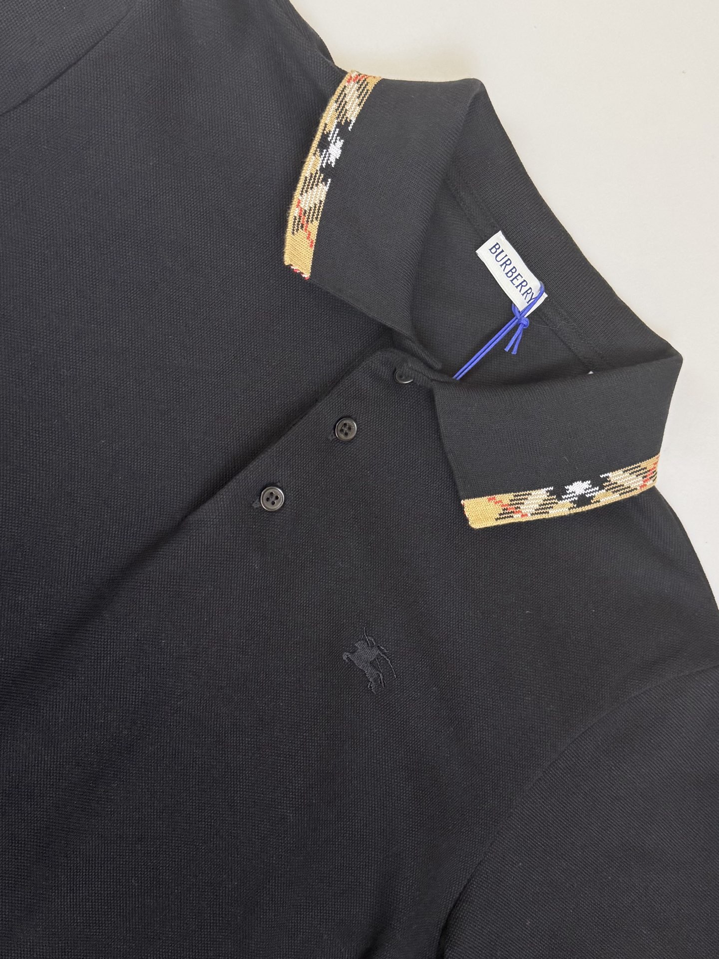 Burberry Bbr 巴宝莉小标刺绣格纹翻领polo衫短袖