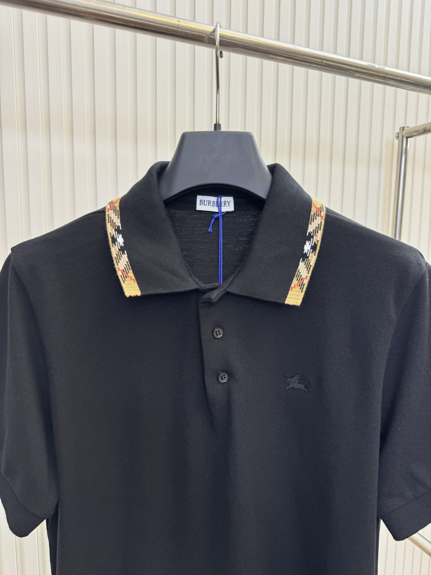 Burberry Bbr 巴宝莉小标刺绣格纹翻领polo衫短袖