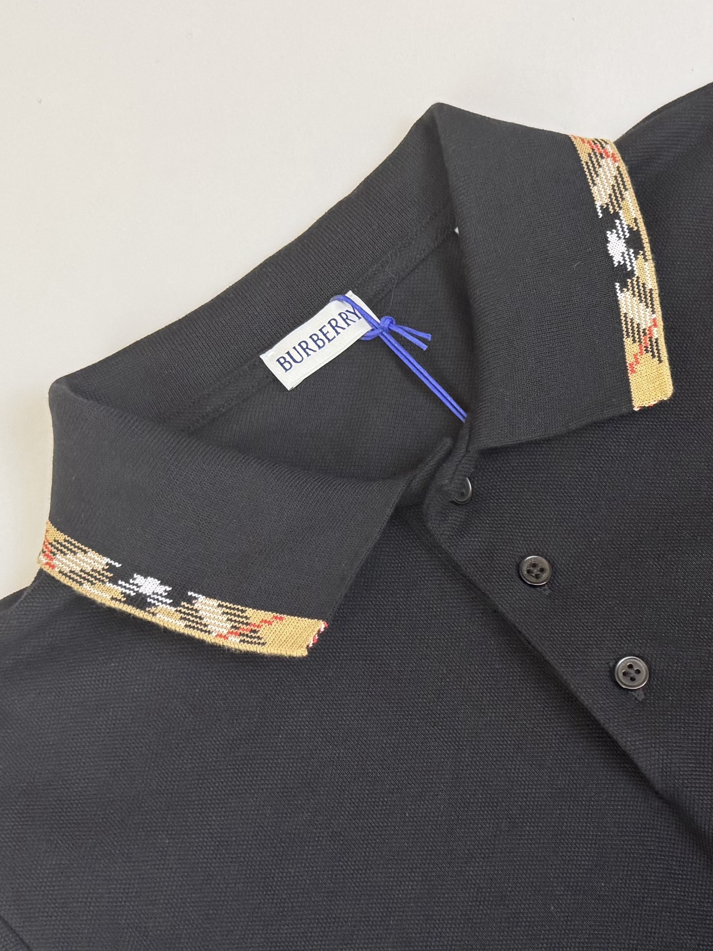 Burberry Bbr 巴宝莉小标刺绣格纹翻领polo衫短袖