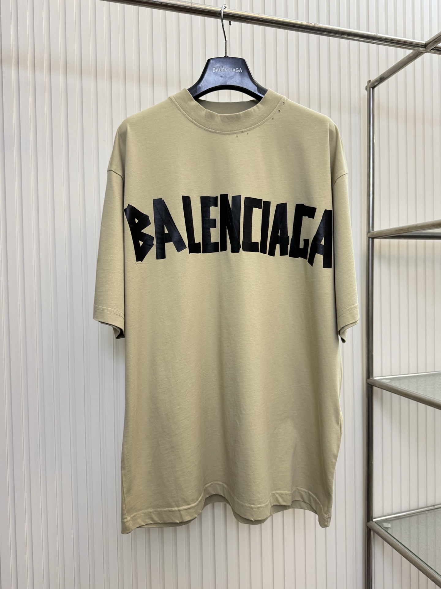Balenciaga Bal 巴黎美纹纸黄黑胶带短袖T恤