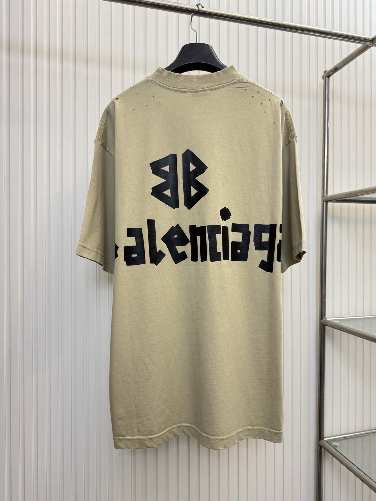 Balenciaga Bal 巴黎美纹纸黄黑胶带短袖T恤