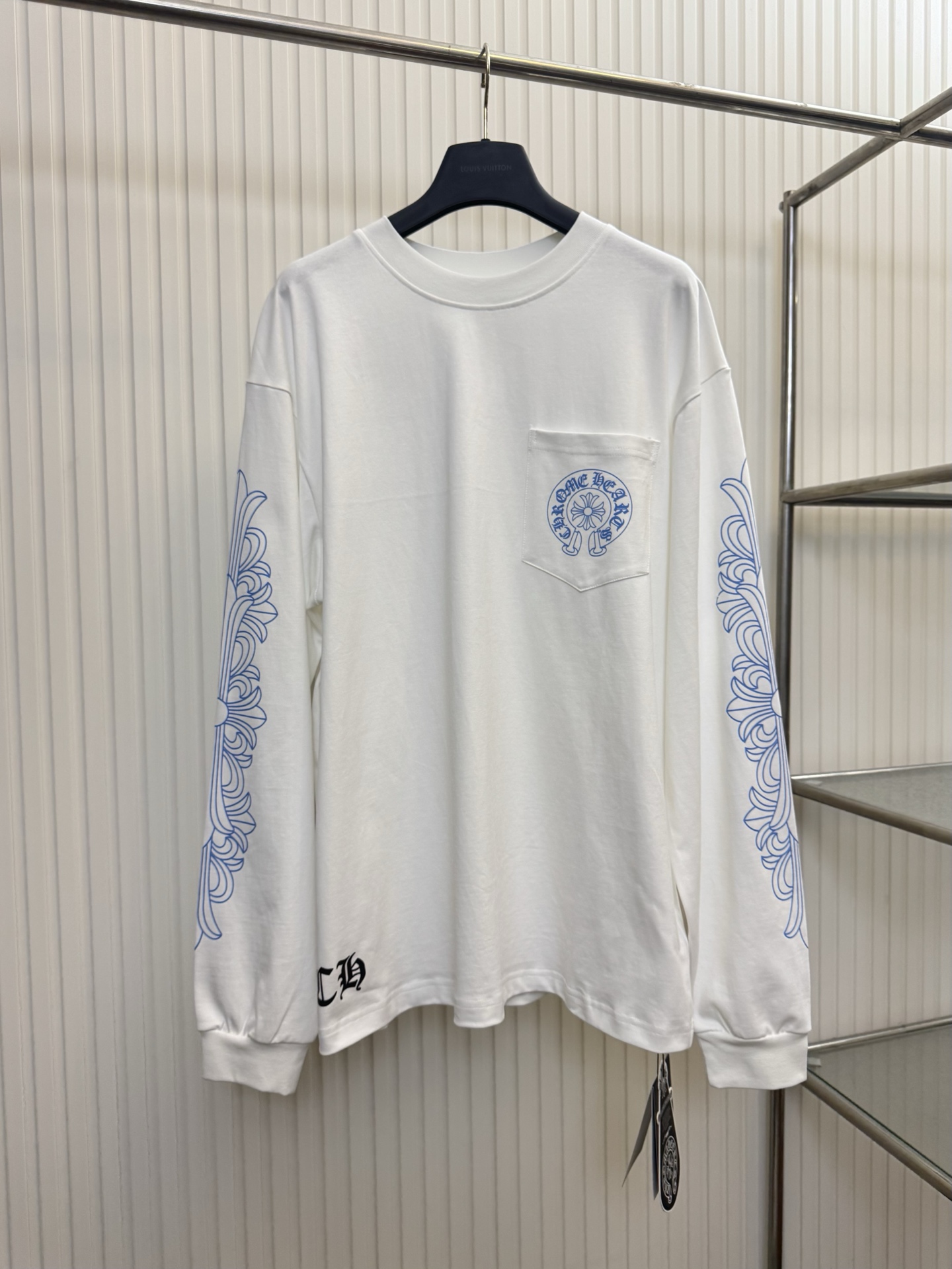 Chrome Hearts CH 克罗心 口袋马蹄印字母十字架绣臂长袖T恤