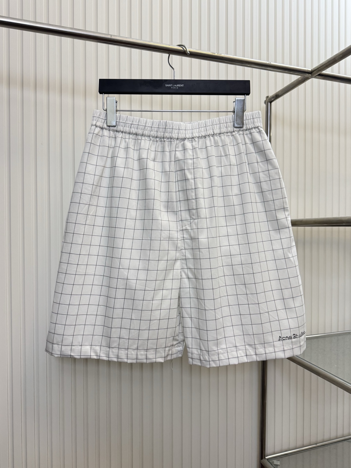 Acne Studios Acne Studios SS26白黑线条格纹字母休闲短裤