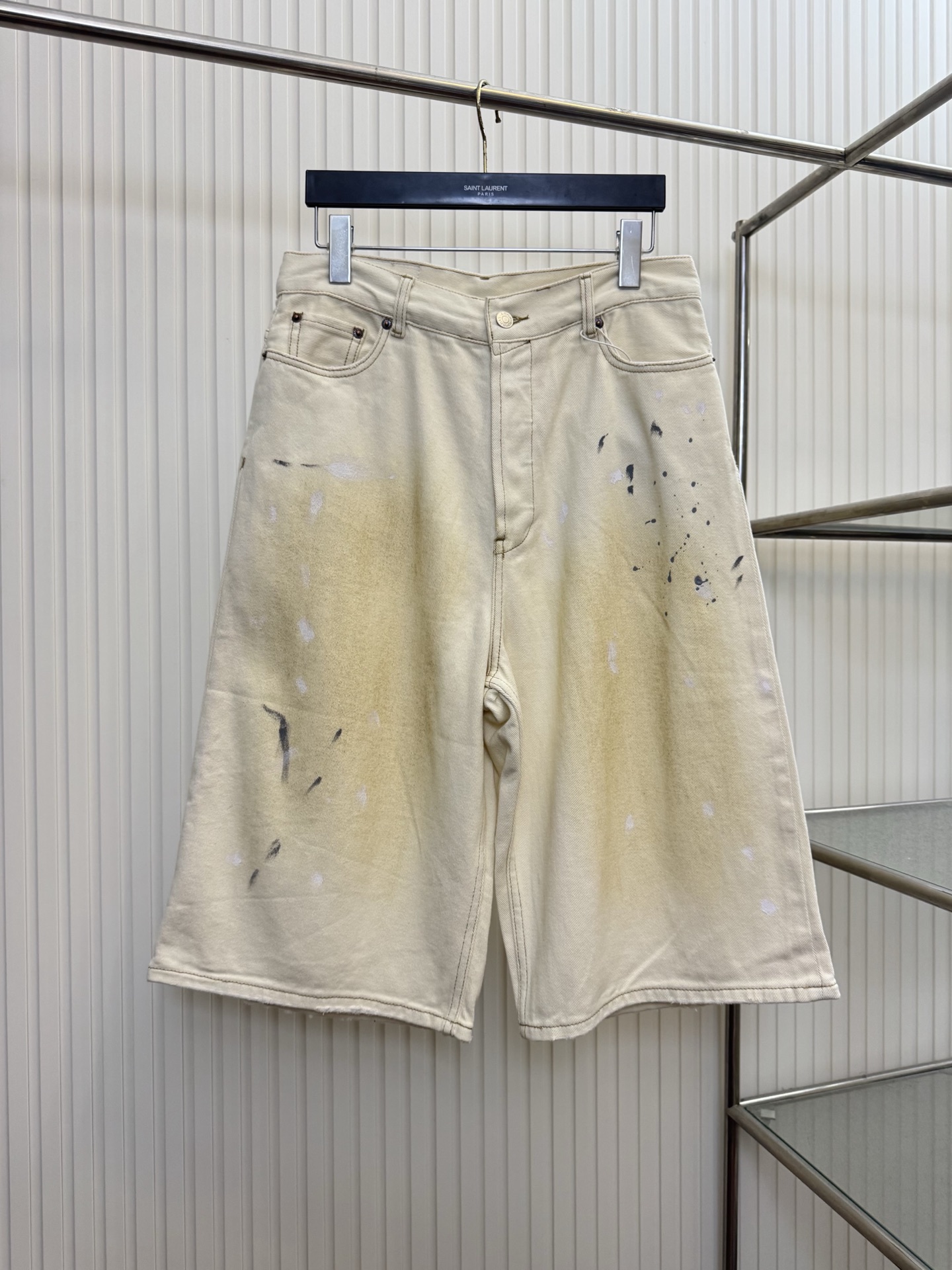 Acne Studios Acne Studios ss26白泼墨牛仔七分短裤