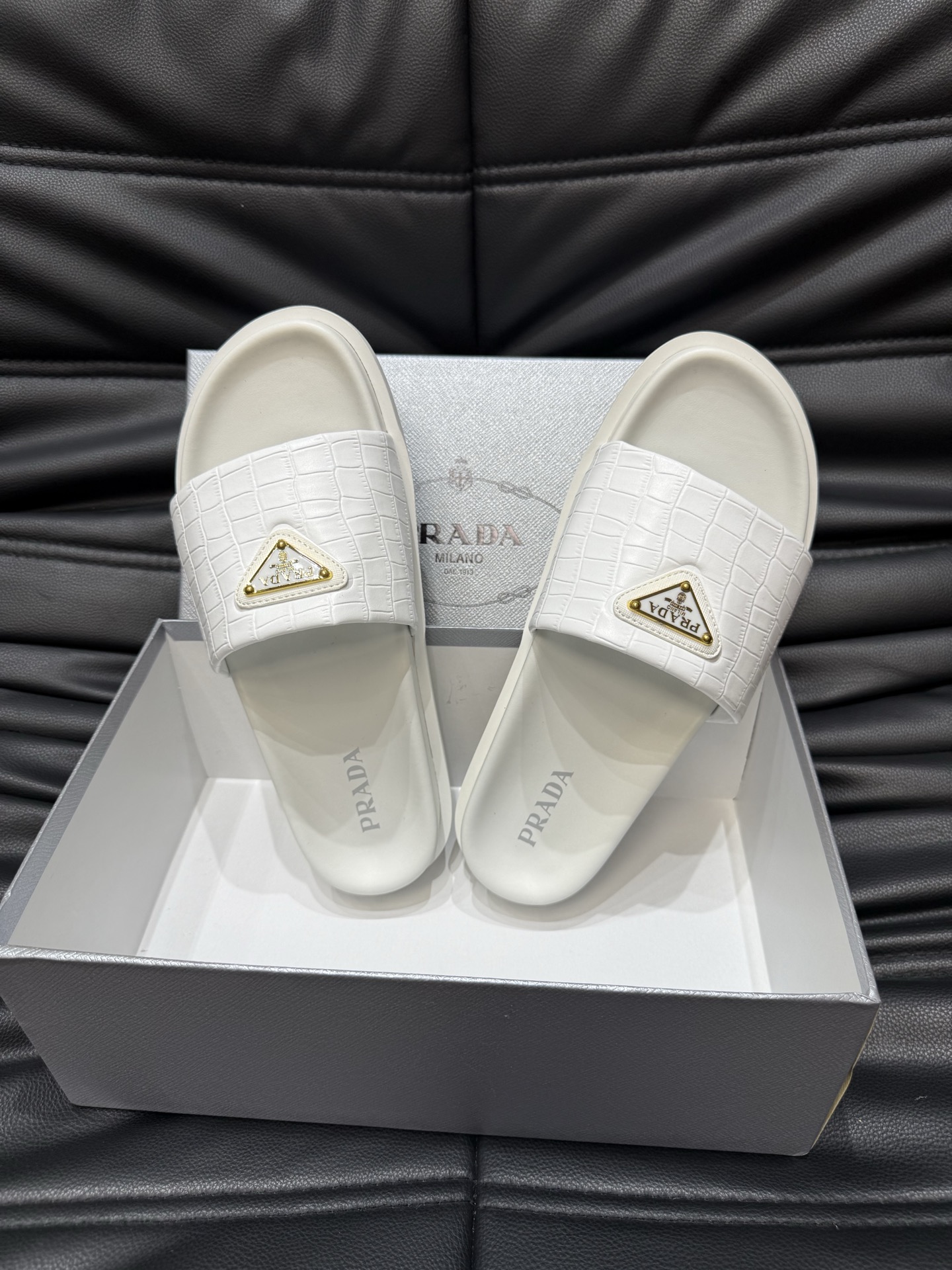 Prada White Leather Sandals for Women | Comfortable & Stylish Summer Slides 5 i1742016869127 5176 0 3
