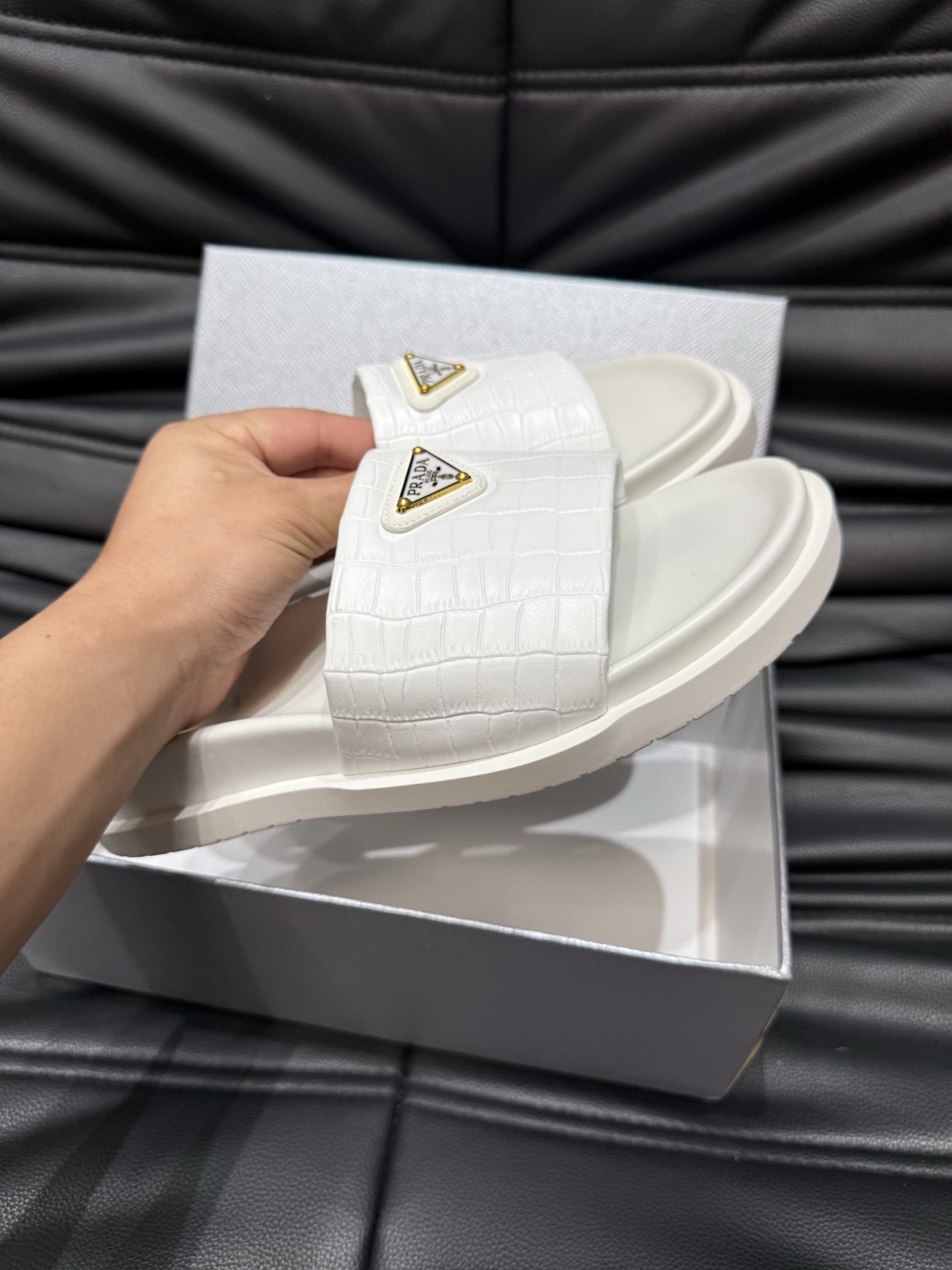 Prada White Leather Sandals for Women | Comfortable & Stylish Summer Slides 6 i1742016873466 7620 0 4