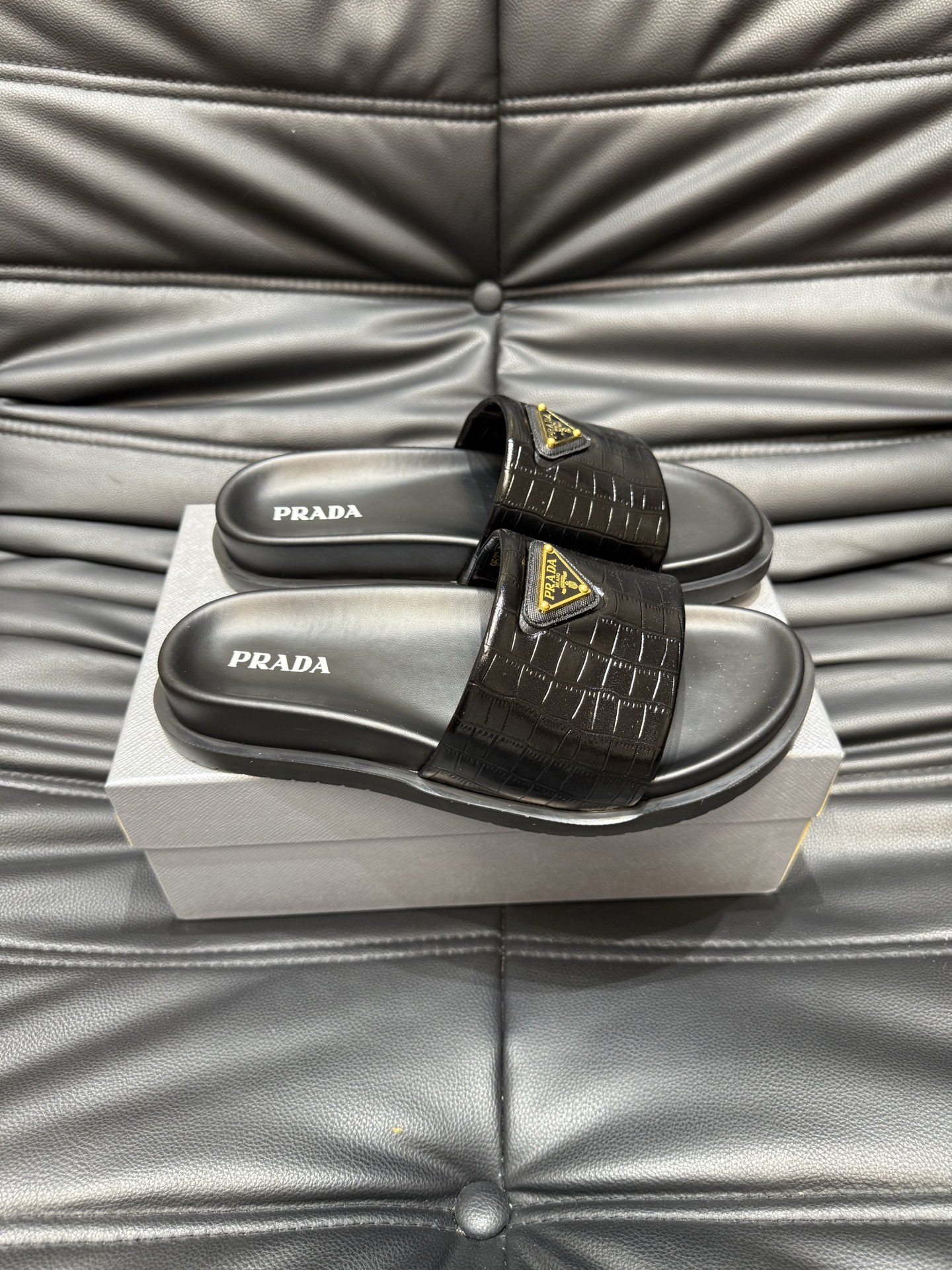 Prada Luxury Leather Slides: Comfortable and Stylish Summer Footwear 4 i1742016979690 9545 0 2