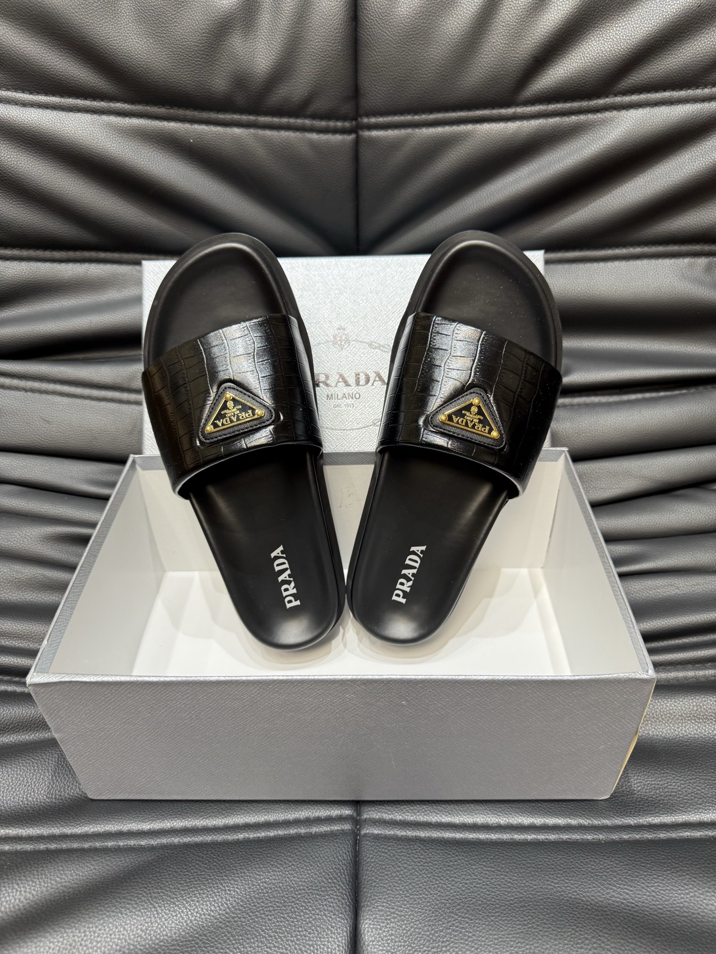 Prada Luxury Leather Slides: Comfortable and Stylish Summer Footwear 5 i1742016988526 9167 0 3
