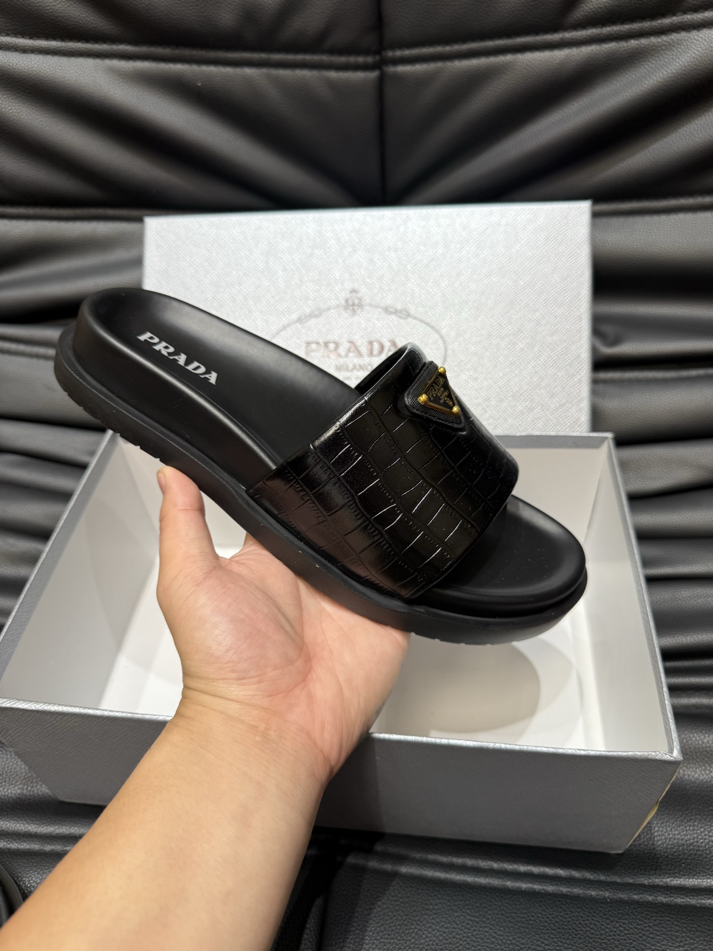 Prada Luxury Leather Slides: Comfortable and Stylish Summer Footwear 7 i1742017000922 7907 0 5