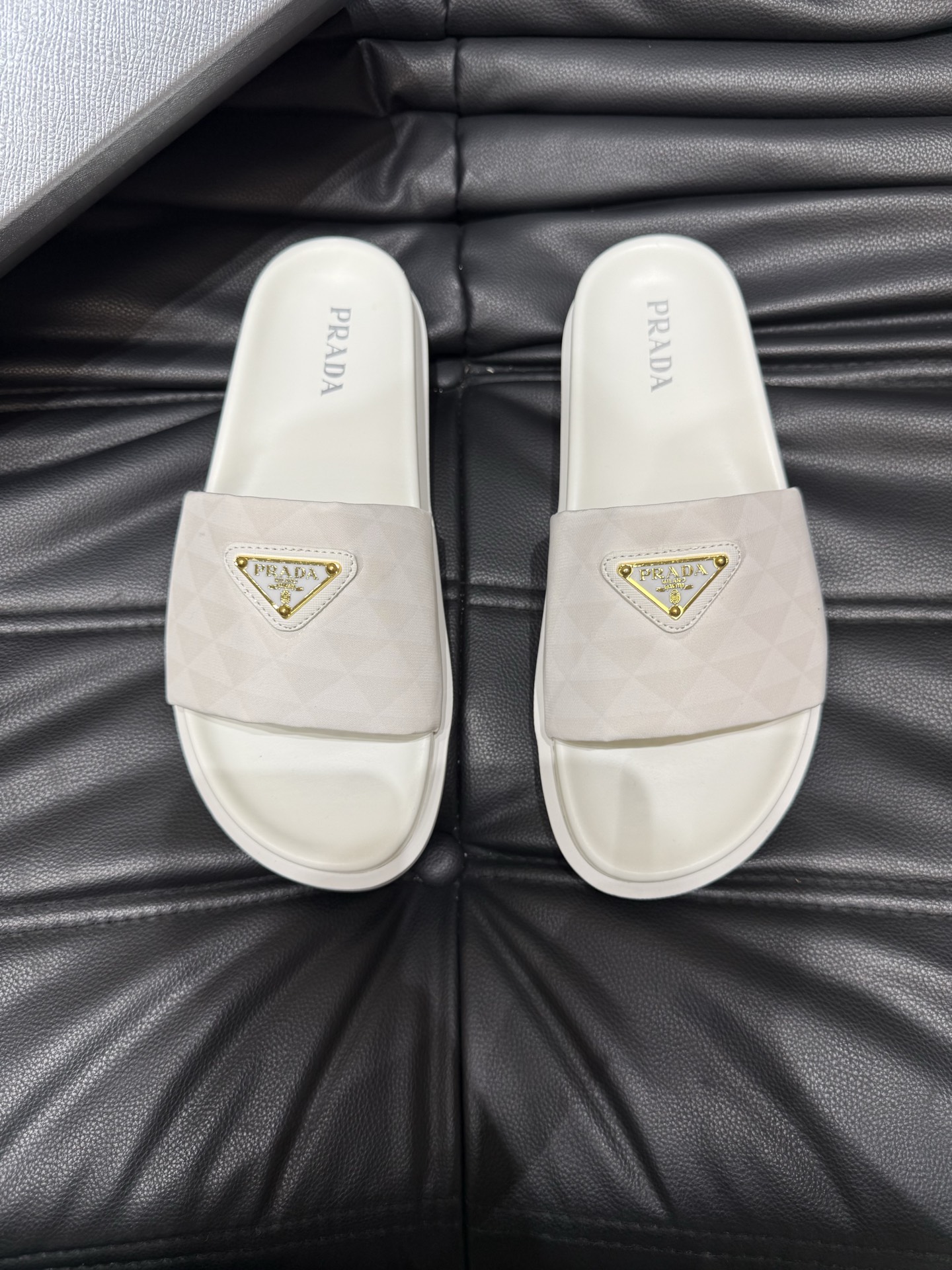 Prada Luxury Casual Slides - Premium Lambskin Comfort, Sizes 38-44