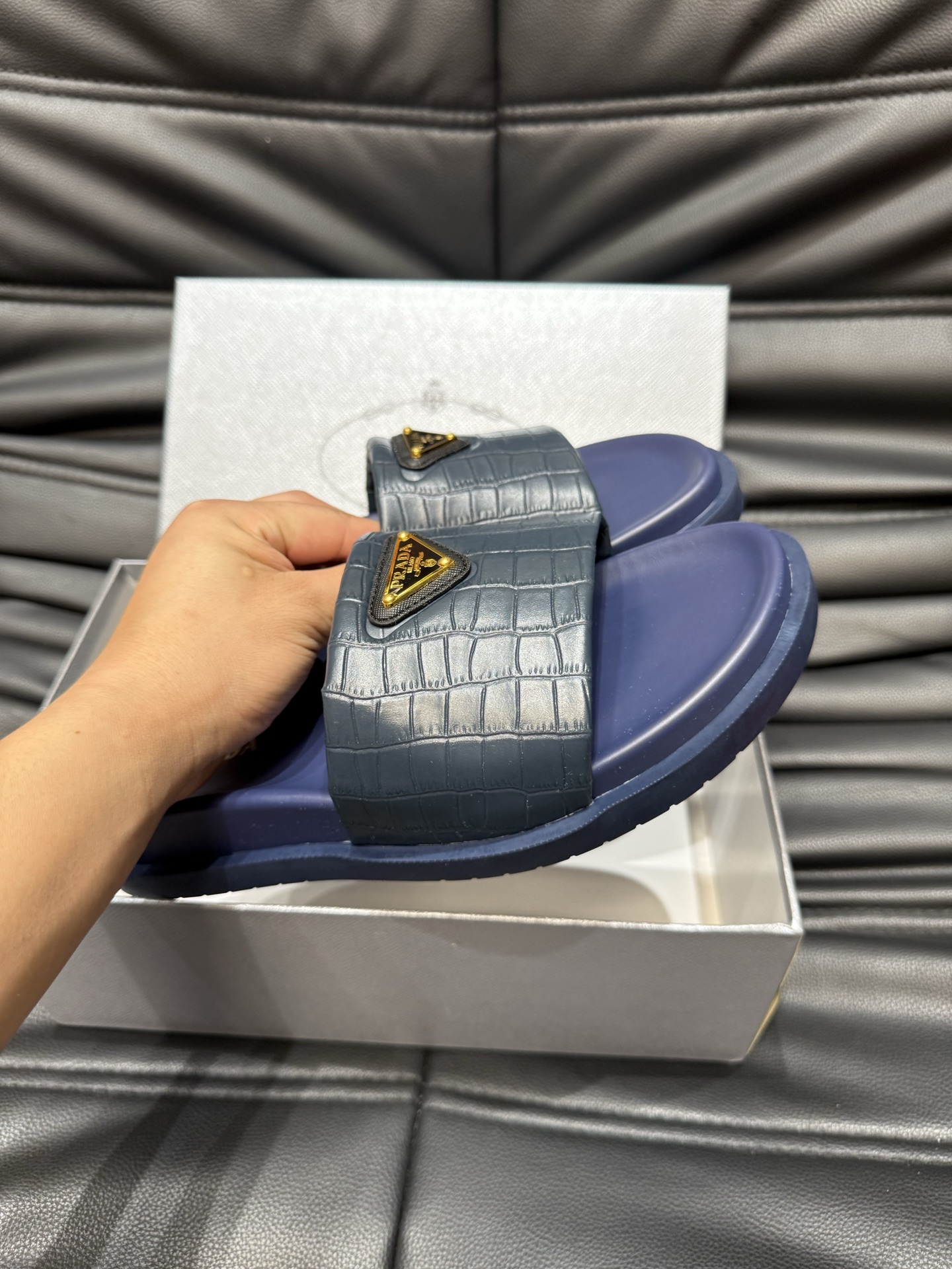 Prada Luxury Men's Slides Sandals Lambskin Leather Lightweight Durable 6 i1742017211823 3249 0 4