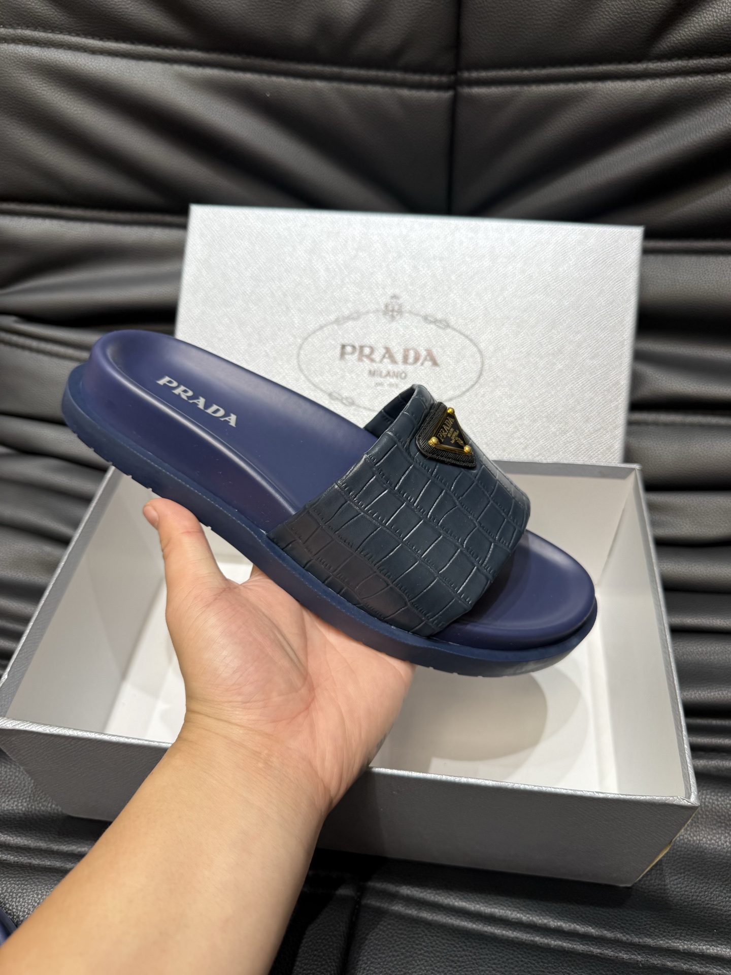 Prada Luxury Men's Slides Sandals Lambskin Leather Lightweight Durable 7 i1742017224217 6564 0 5