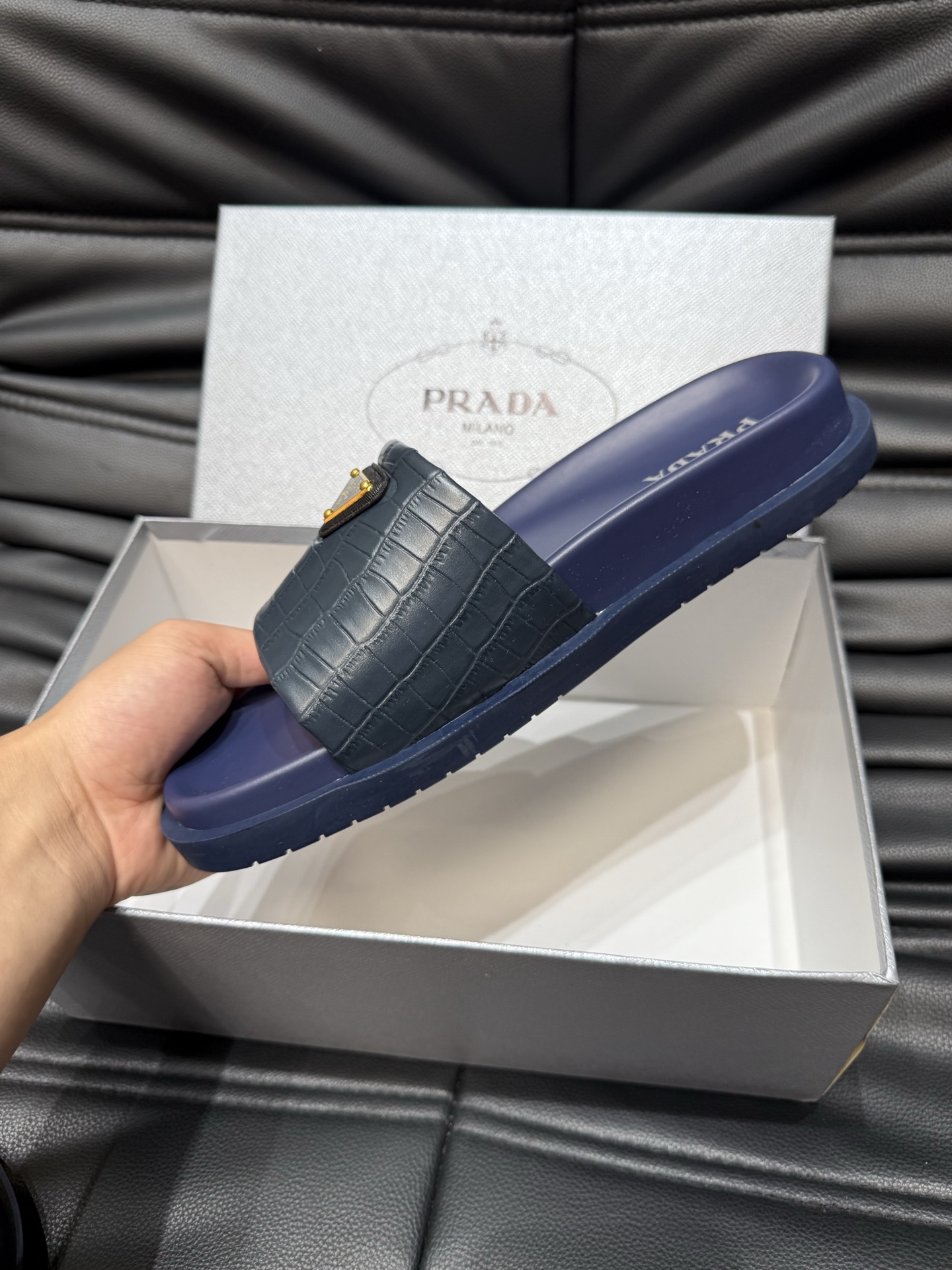 Prada Luxury Men's Slides Sandals Lambskin Leather Lightweight Durable 9 i1742017239465 9229 0 7