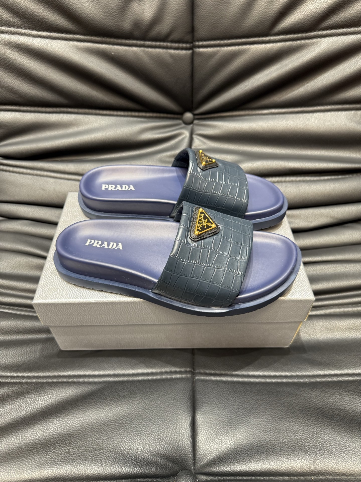 Prada Luxury Men's Slides Sandals Lambskin Leather Lightweight Durable 4 i1742017244487 4728 0 2