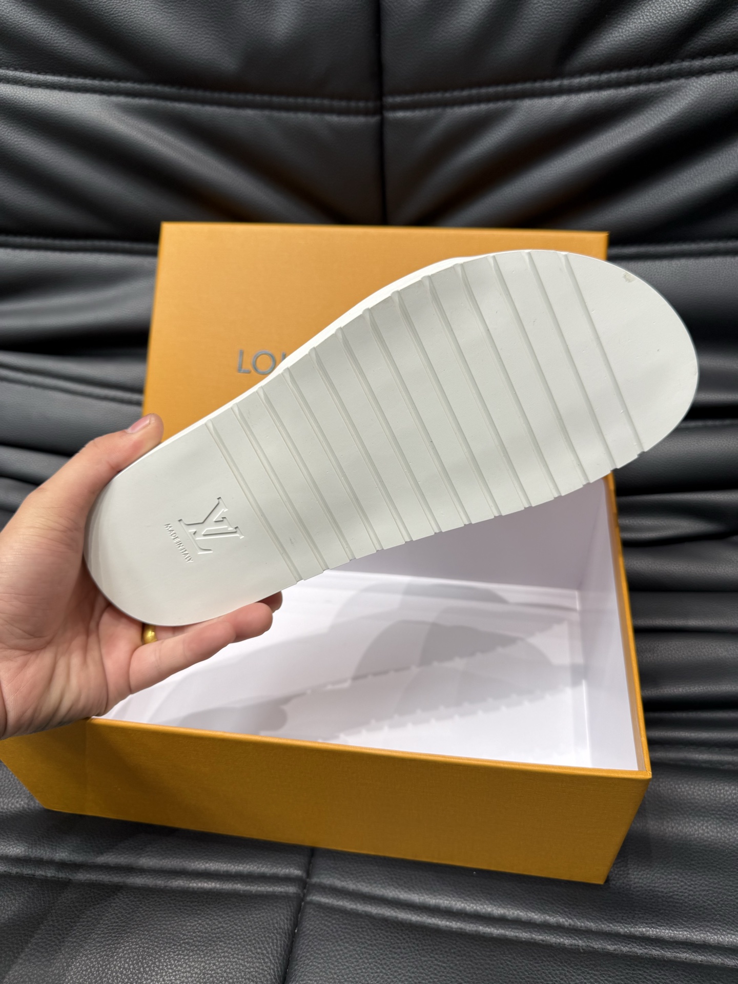 Louis Vuitton White Embossed Rubber Lock It Flat Mules Slides Sandals 10 i1744005782850 1186 0 8