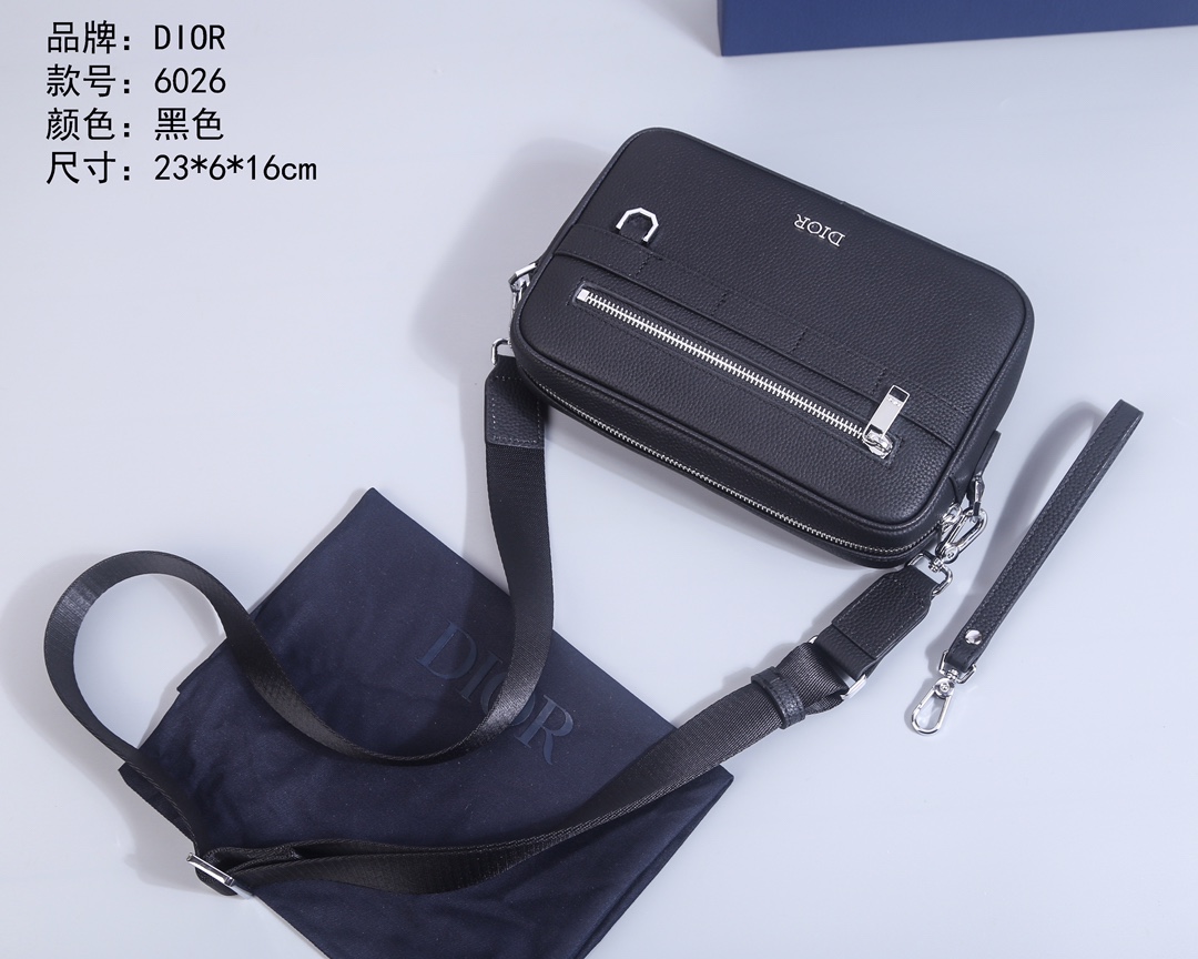 Dior Men's Black Leather Crossbody Bag | Model 6026 - Versatile & Stylish 3 i1731305799 6339 0