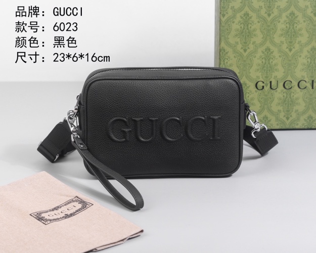 Gucci Men's Black Leather Crossbody Bag - Model 6023 - Compact and Stylish 1 Gucci Men's Black Leather Crossbody Bag - Model 6023 - Compact and Stylish