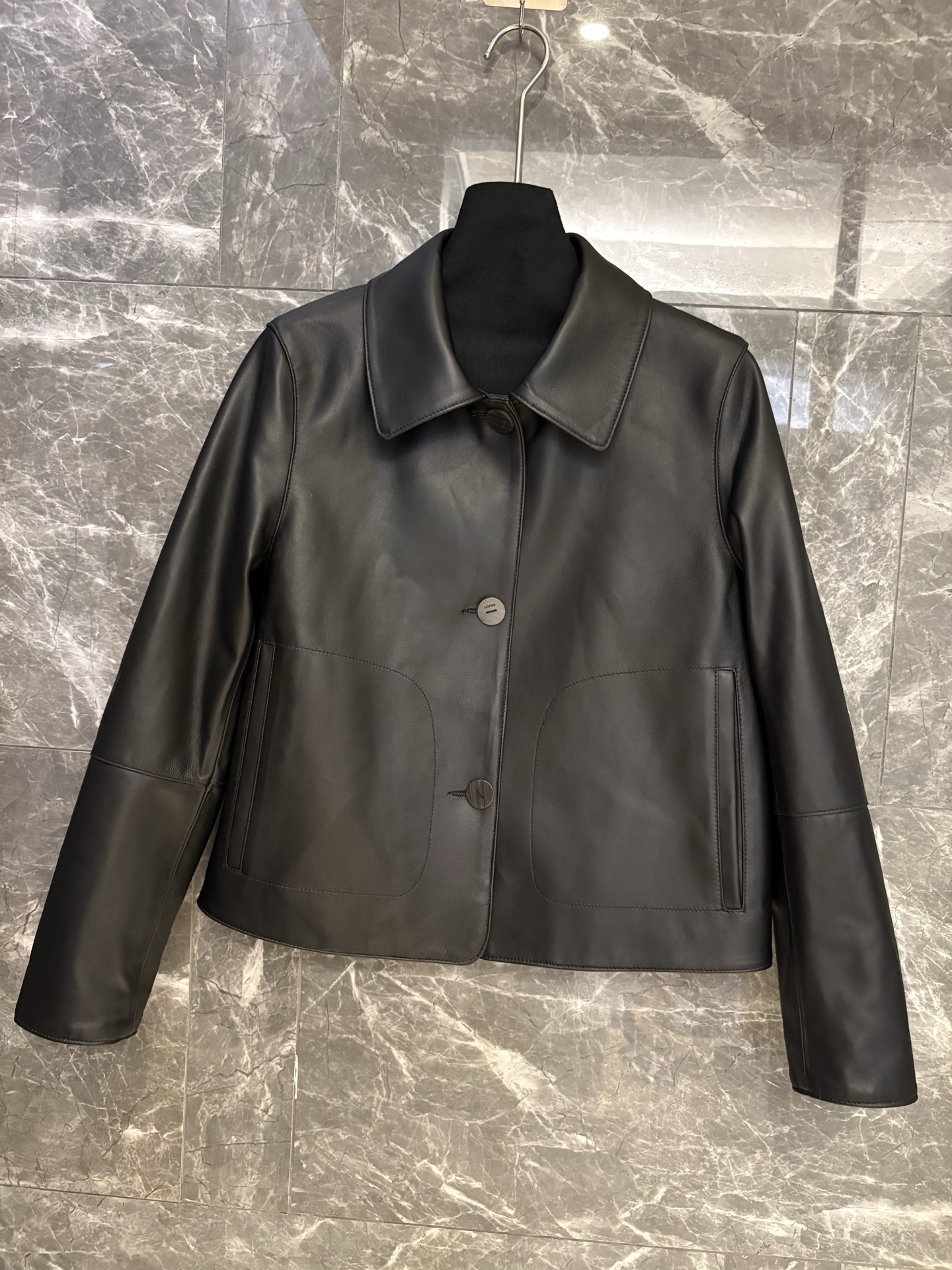 LOE*E Lambskin Leather Shirt Jacket - Short Edition, Fashionable and Versatile
