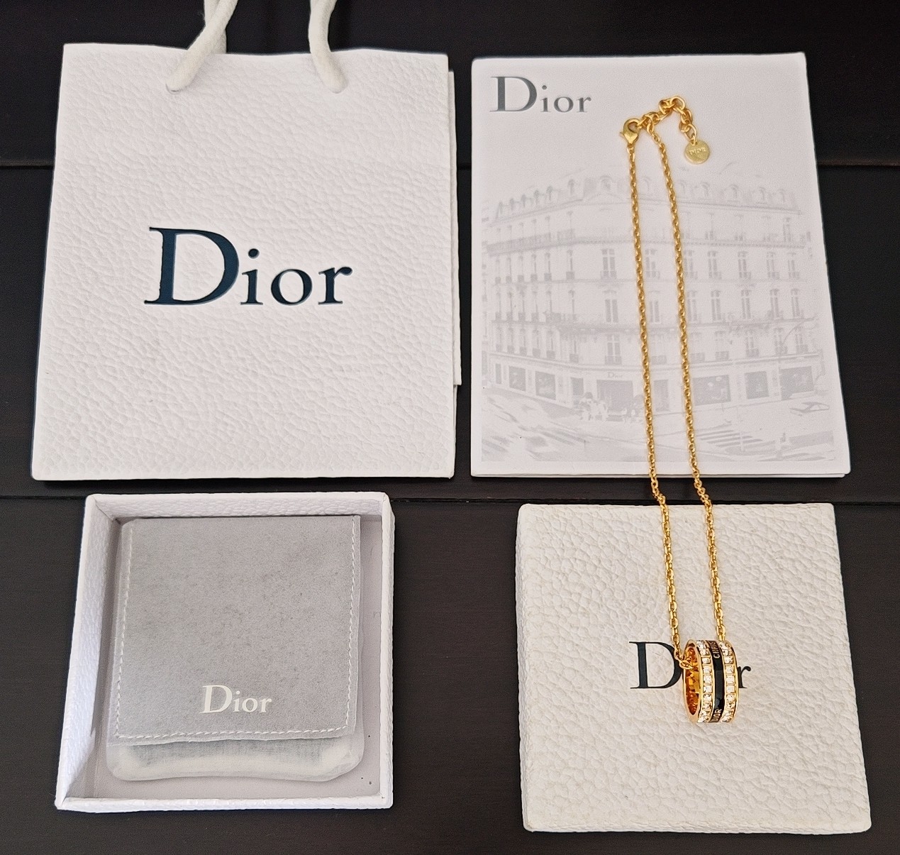  【D*or  最新款🆕🆕黑色圆环项链】一致官网黄铜材质  