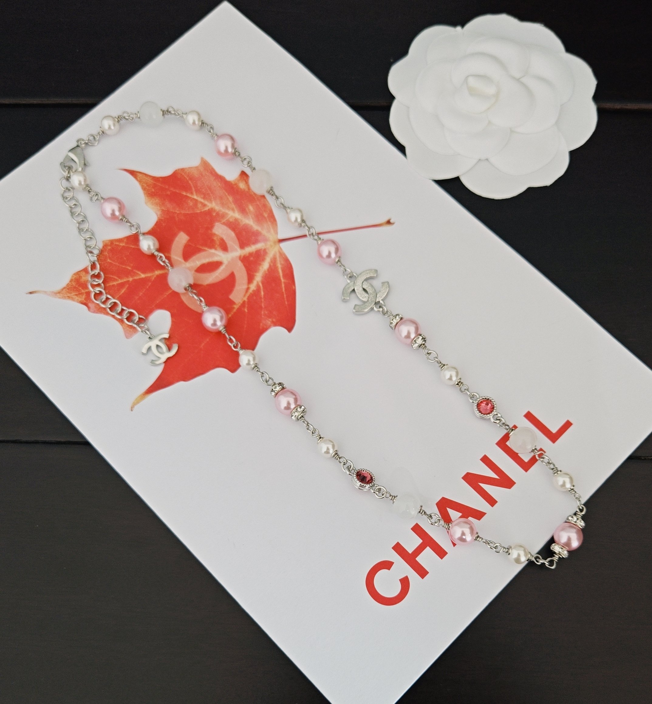  ch*nel  最新款🆕🆕粉珠白珠珍珠项链】一致专柜🆕黄铜材质