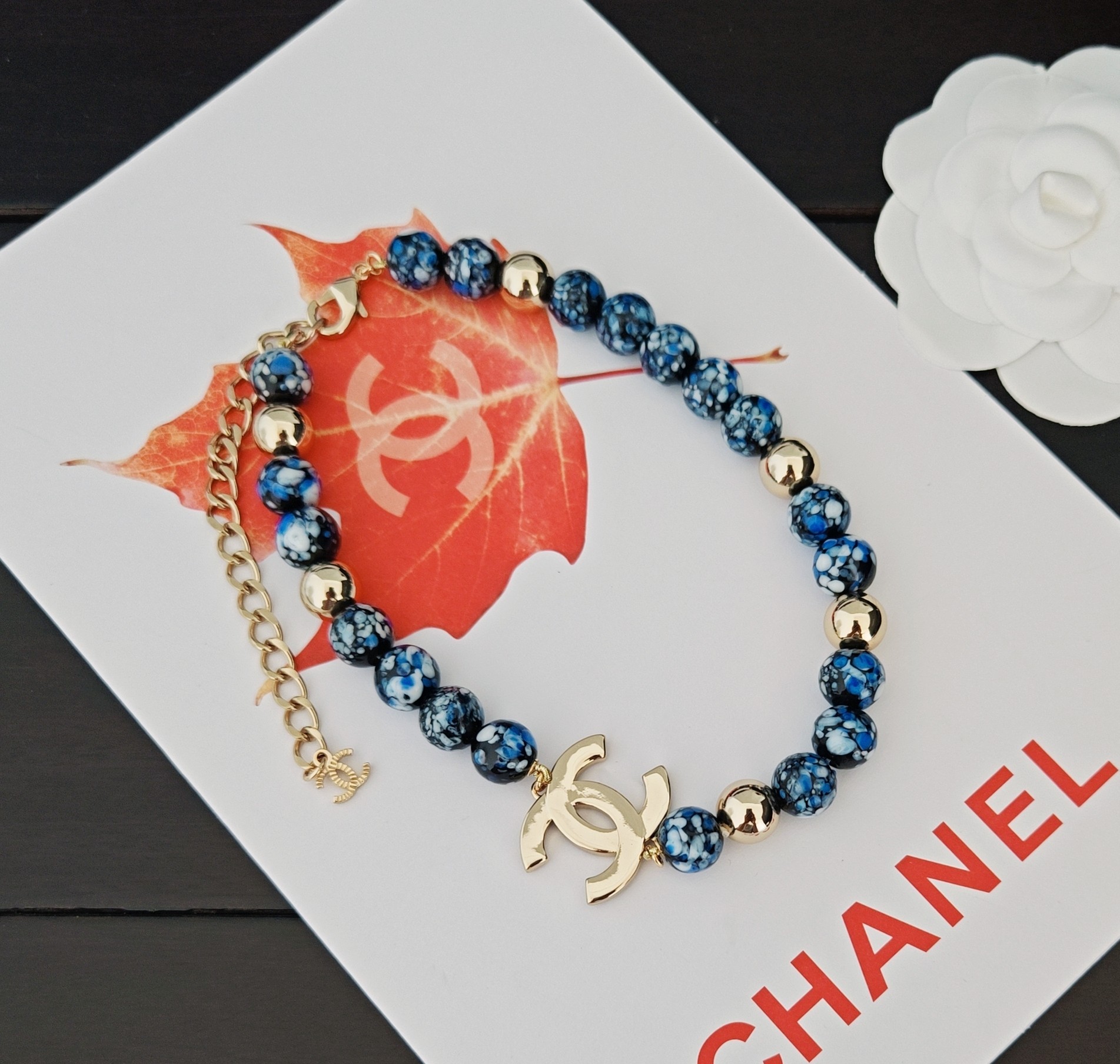  ch*nel  最新款🆕🆕蓝琉璃项链】一致专柜🆕黄铜材质