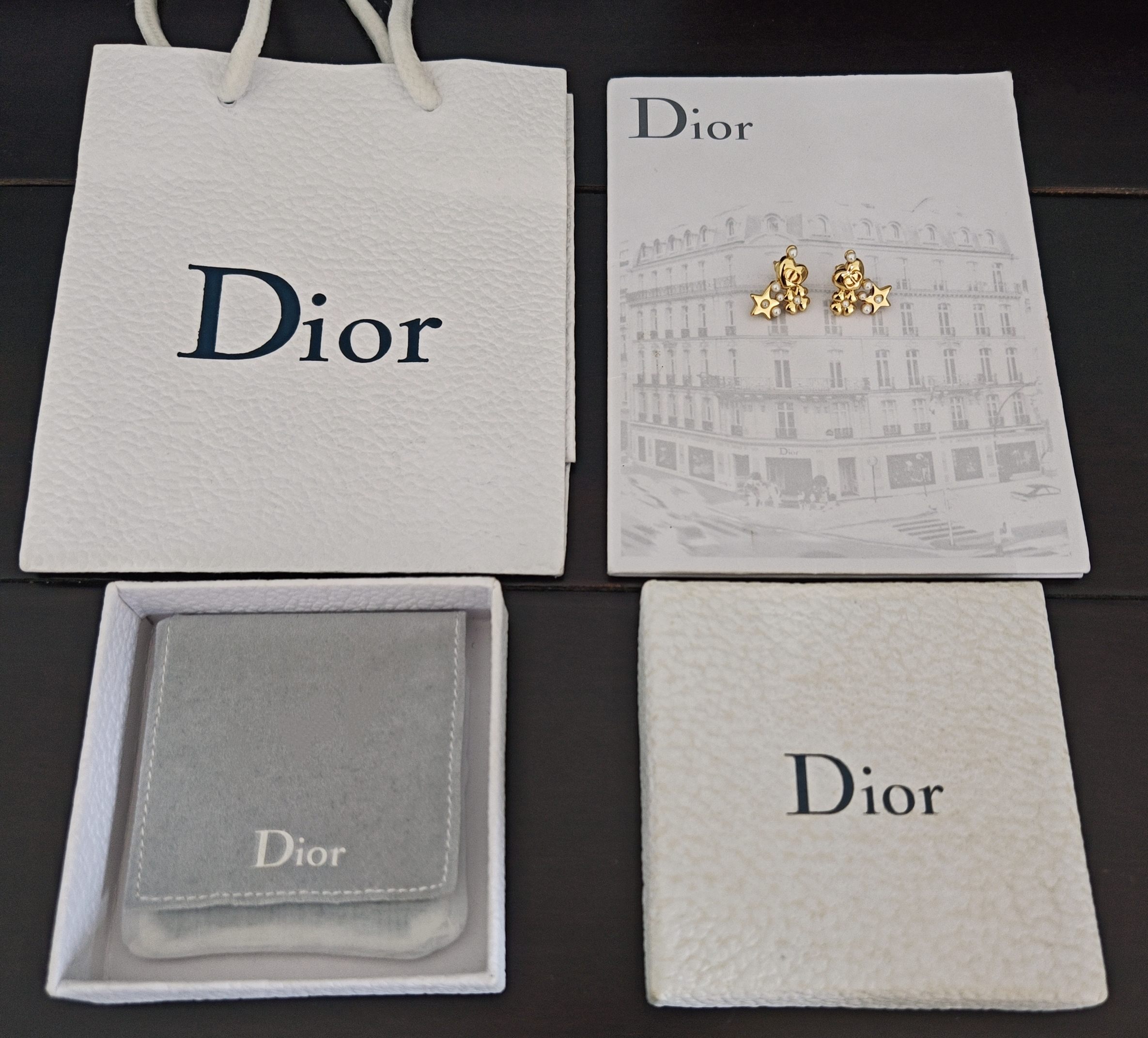 D*or 最新款🆕🆕浅金cd爱心五角星耳钉】一致专柜🆕黄铜材质