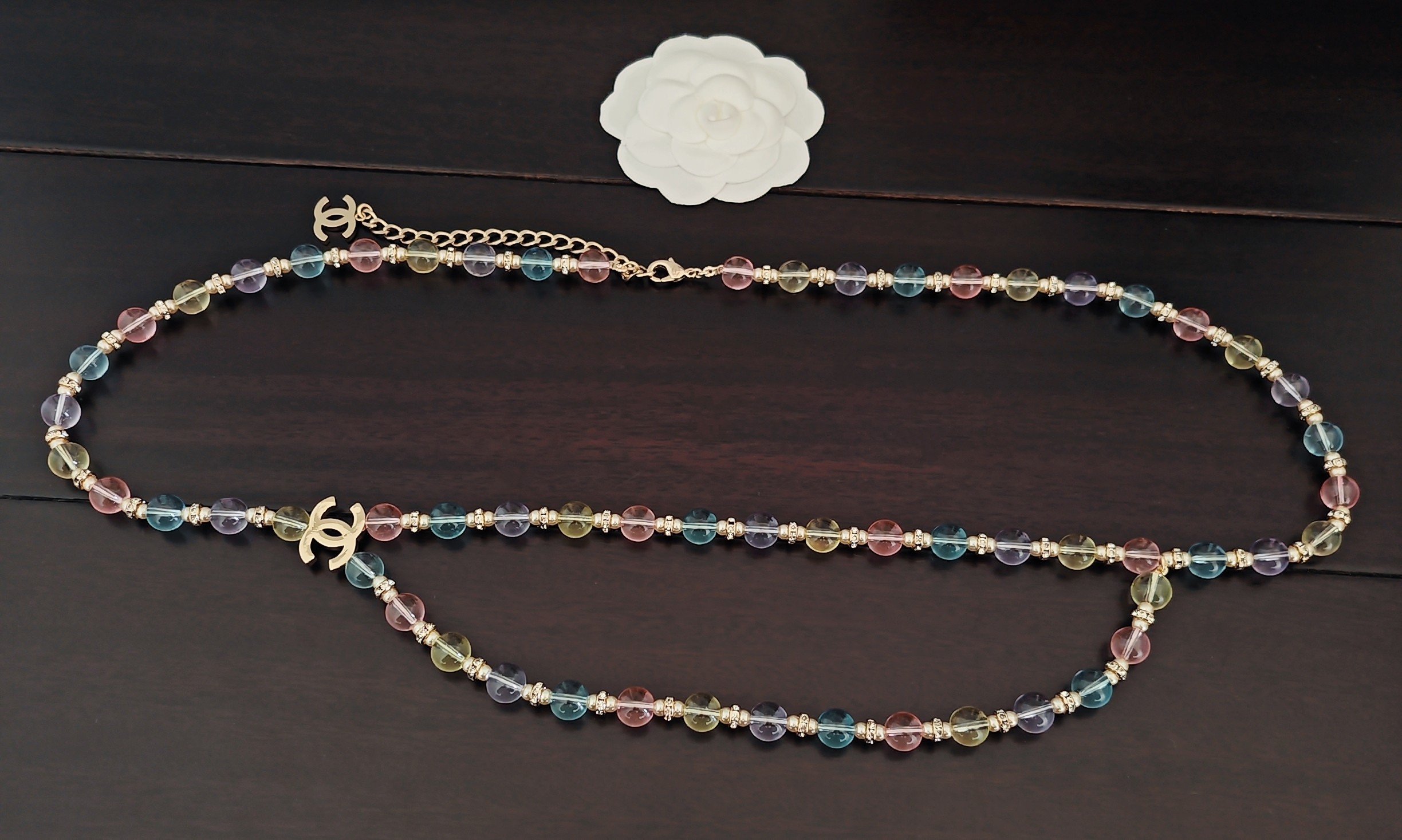 【ch*nel 最新款🆕🆕彩色水晶双层腰链】一致官网黄铜材质