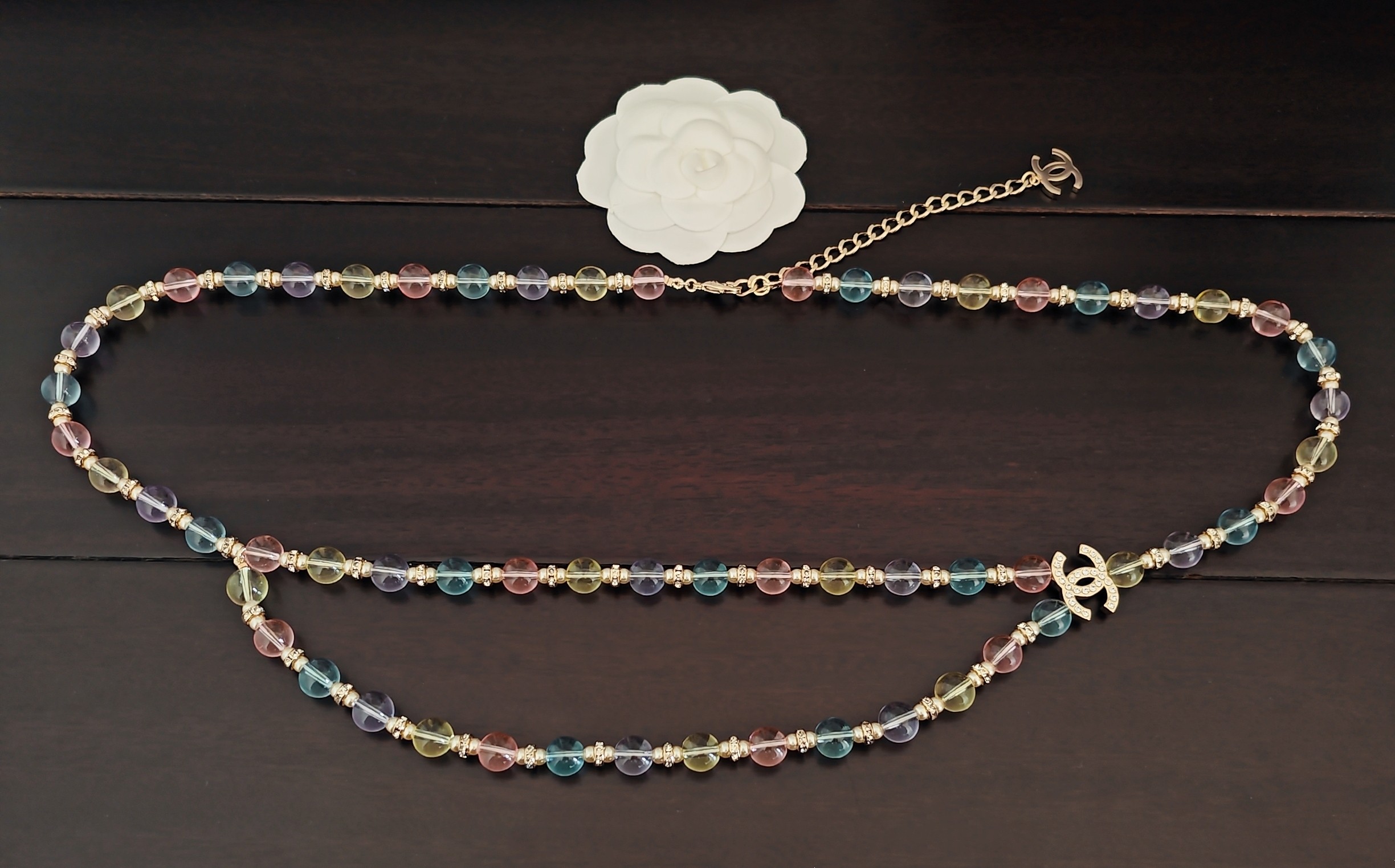 【ch*nel 最新款🆕🆕彩色水晶双层腰链】一致官网黄铜材质