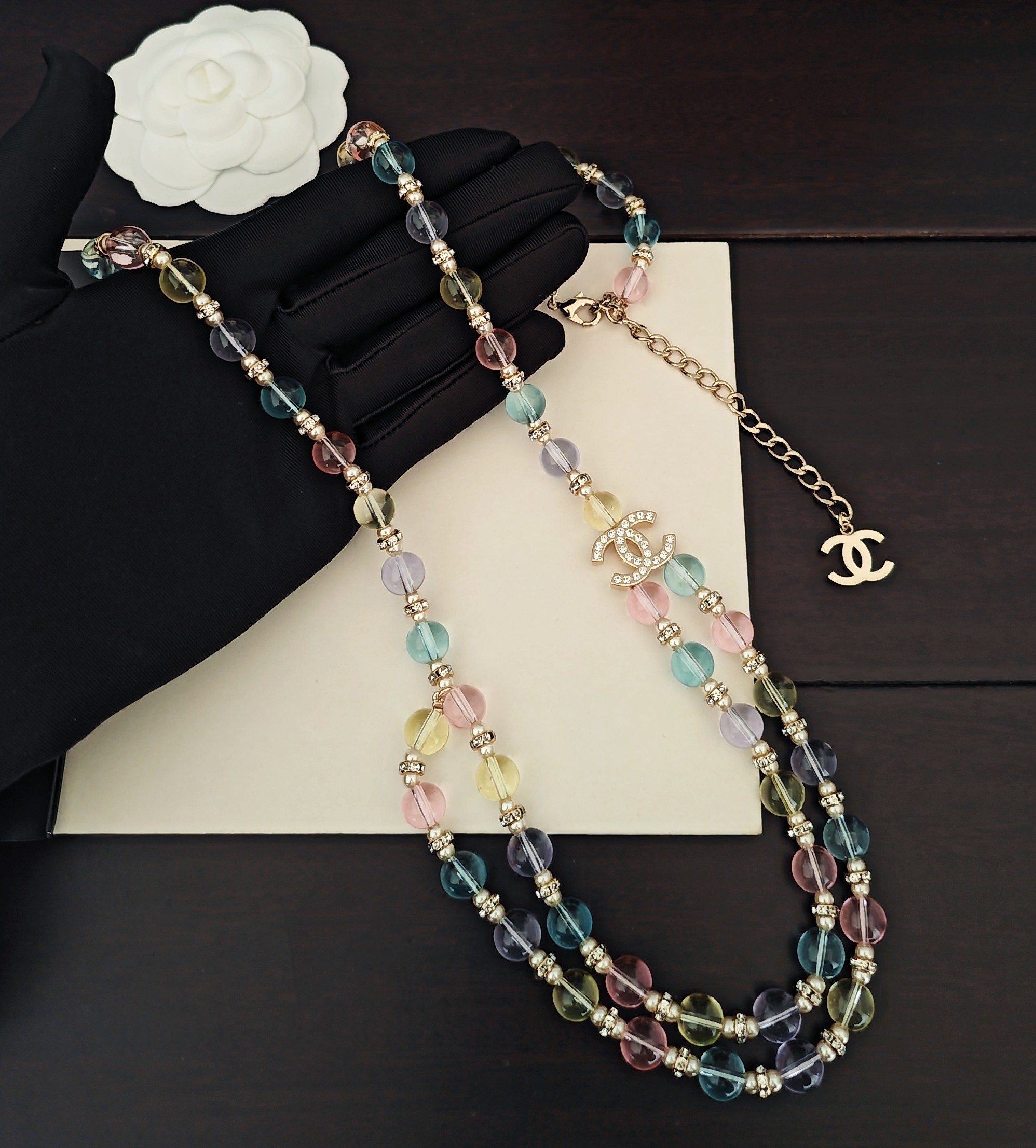 【ch*nel 最新款🆕🆕彩色水晶双层腰链】一致官网黄铜材质
