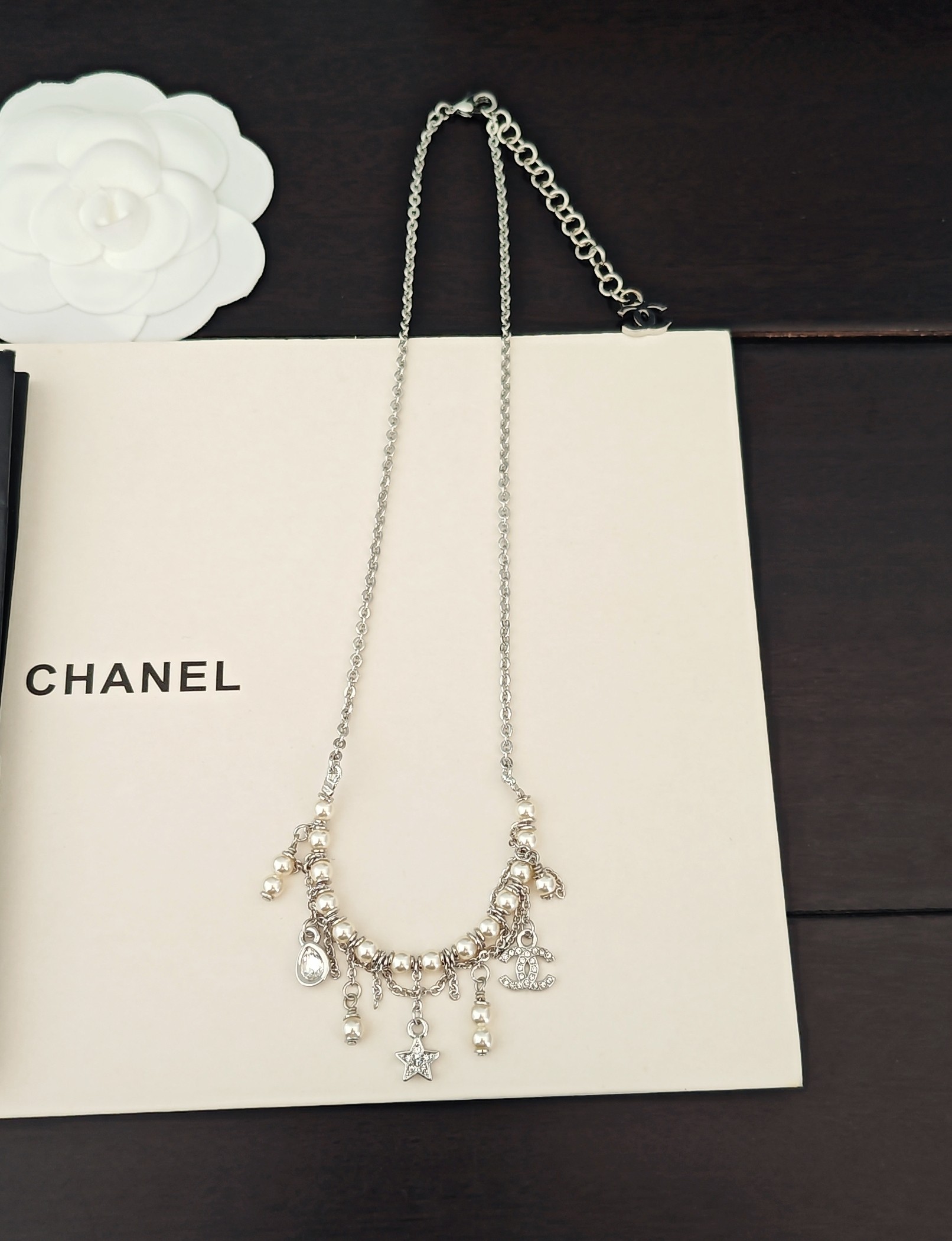 CH * nel latest model 🆕🆕 Platinum waterdrop knotted necklace with c - Jewelry 4