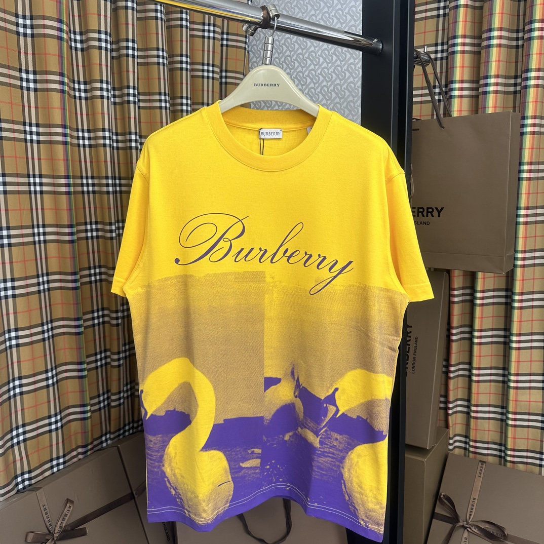 UK 7 Star Replica
 Burberry Clothing Shirts & Blouses T-Shirt Printing Cotton Spring Collection Vintage Casual