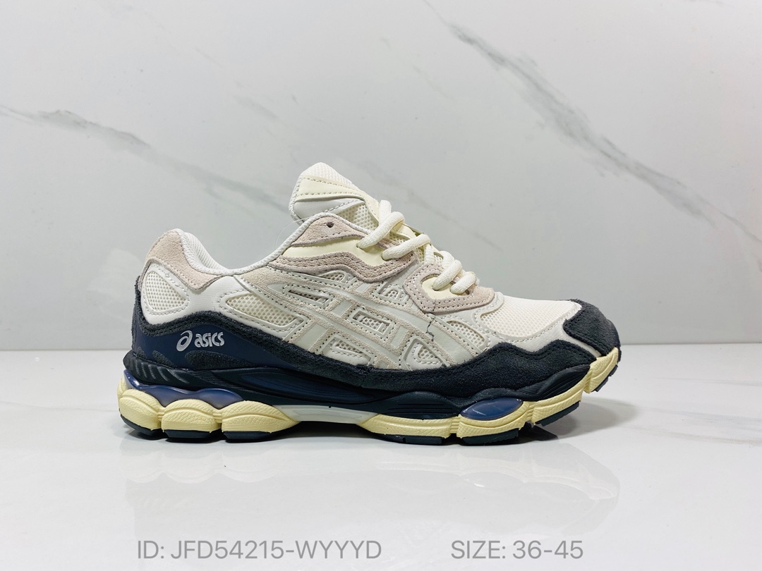 价格：150💰 简介：公司级✅ASICS GEL-NYC 亚瑟士 透气网眼鞋面 配合部分合成革材质 采用全新AHAR+橡胶材质 更加耐磨 货号:1203A383-111 尺码:36 37 37.5 38 39 39.5 40.5 41.5 42 42.5 43.5 44 45 编码：JFD54215-WYYYD