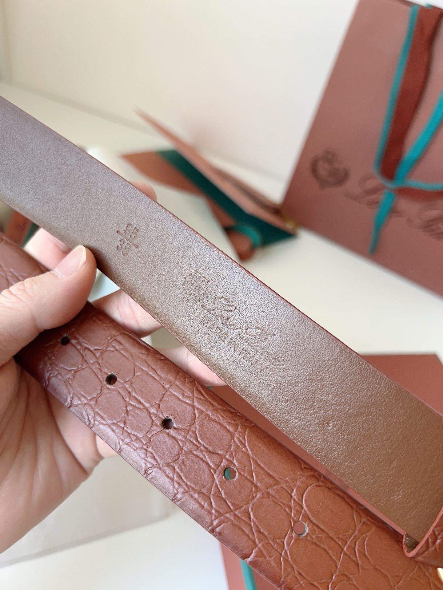 Loro Piana Brown Crocodile Leather Belt with Gold Buckle - Italian Craftsmanship 3 i1742055531616 5314 0 2
