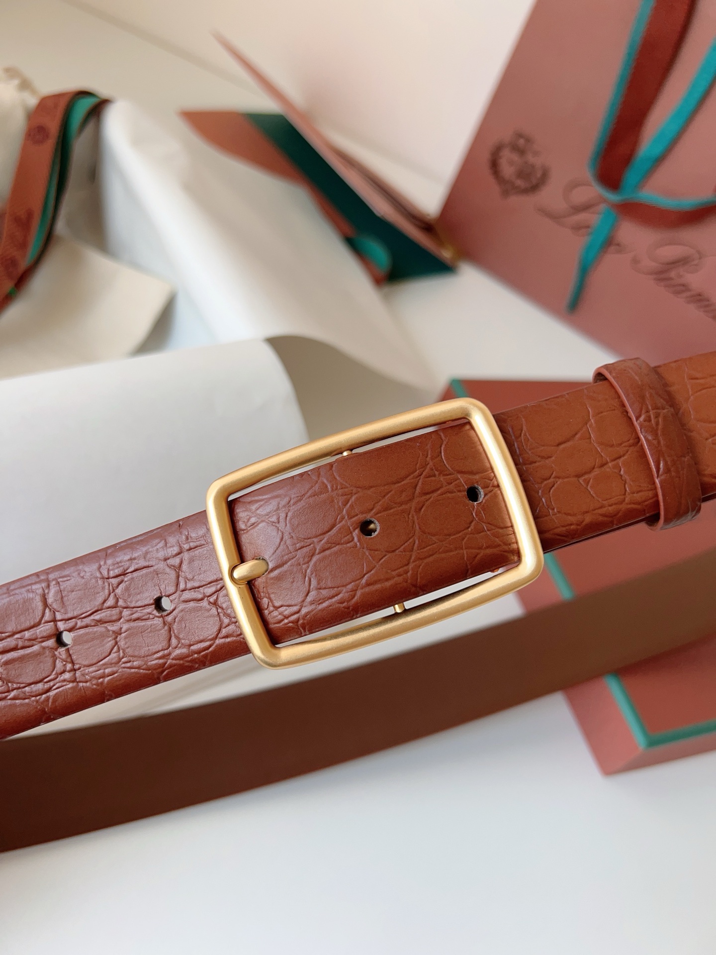 Loro Piana Brown Crocodile Leather Belt with Gold Buckle - Italian Craftsmanship 2 i1742055531654 4735 0 1